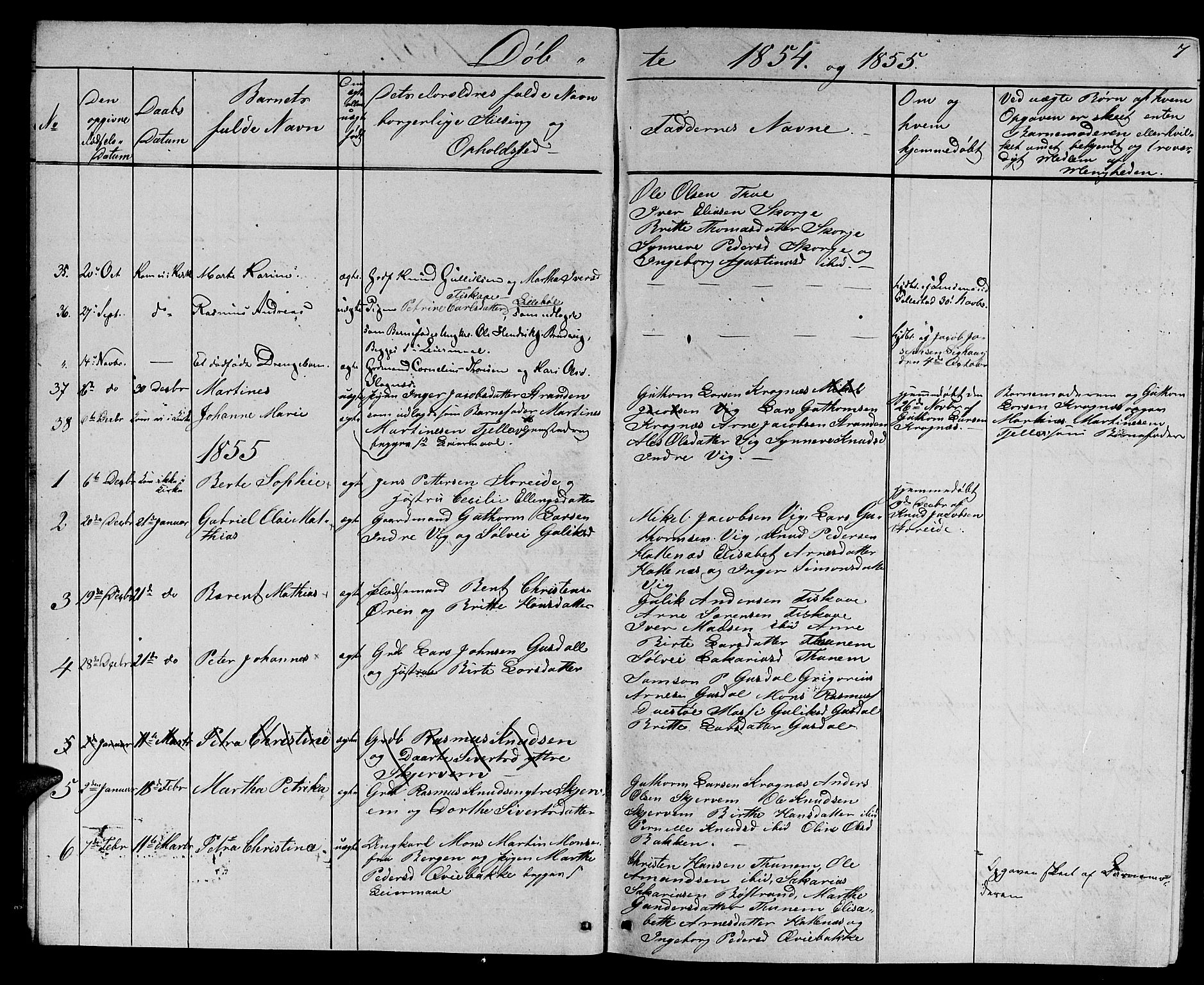 Ministerialprotokoller, klokkerbøker og fødselsregistre - Møre og Romsdal, AV/SAT-A-1454/501/L0015: Parish register (copy) no. 501C01, 1854-1867, p. 7