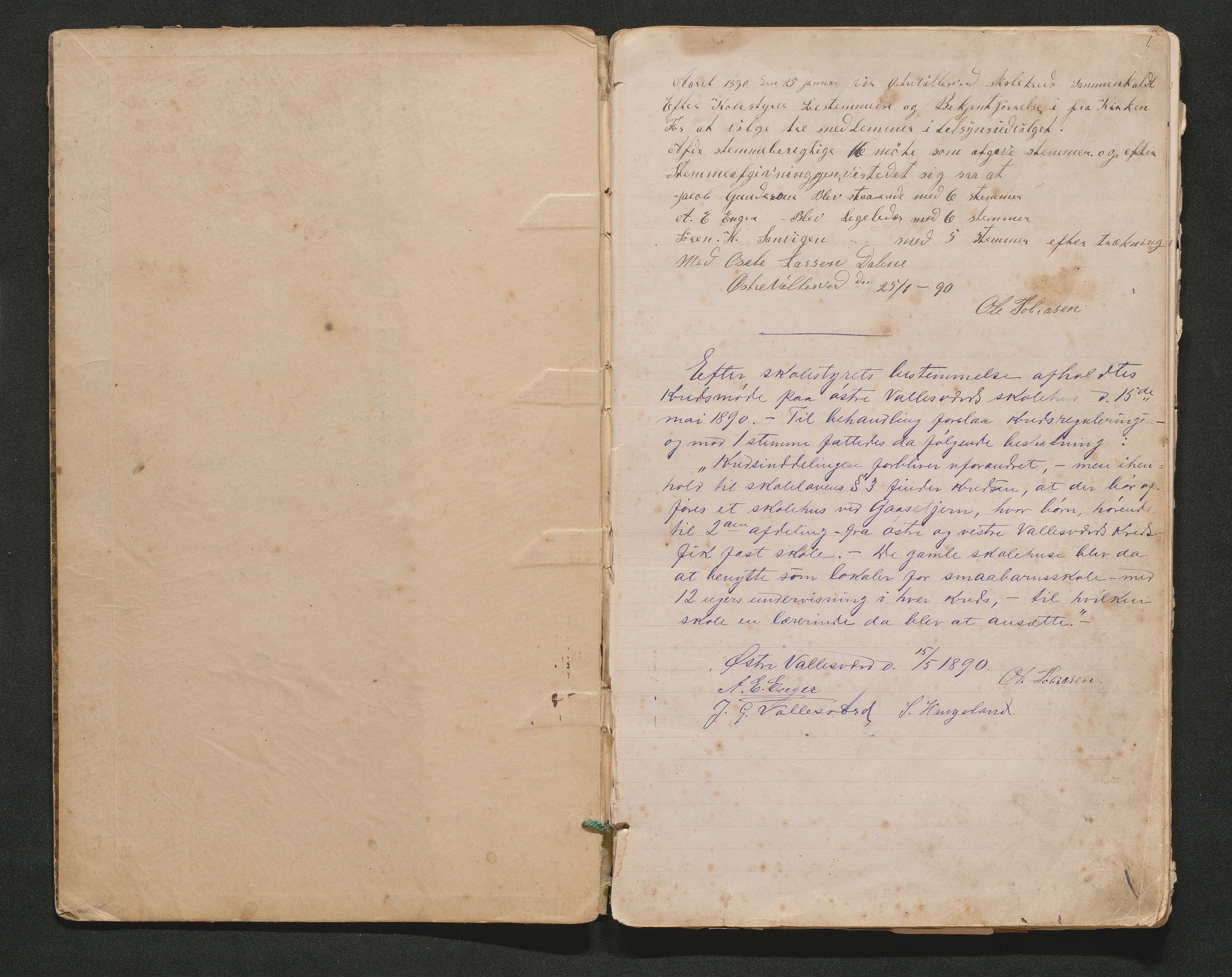 Høvåg kommune, AAMA/KA0927-PK/1/05/L0398: Østre-Vallesverd krets, tilsynsutvalgets møtebok, 1890-1961, p. 1