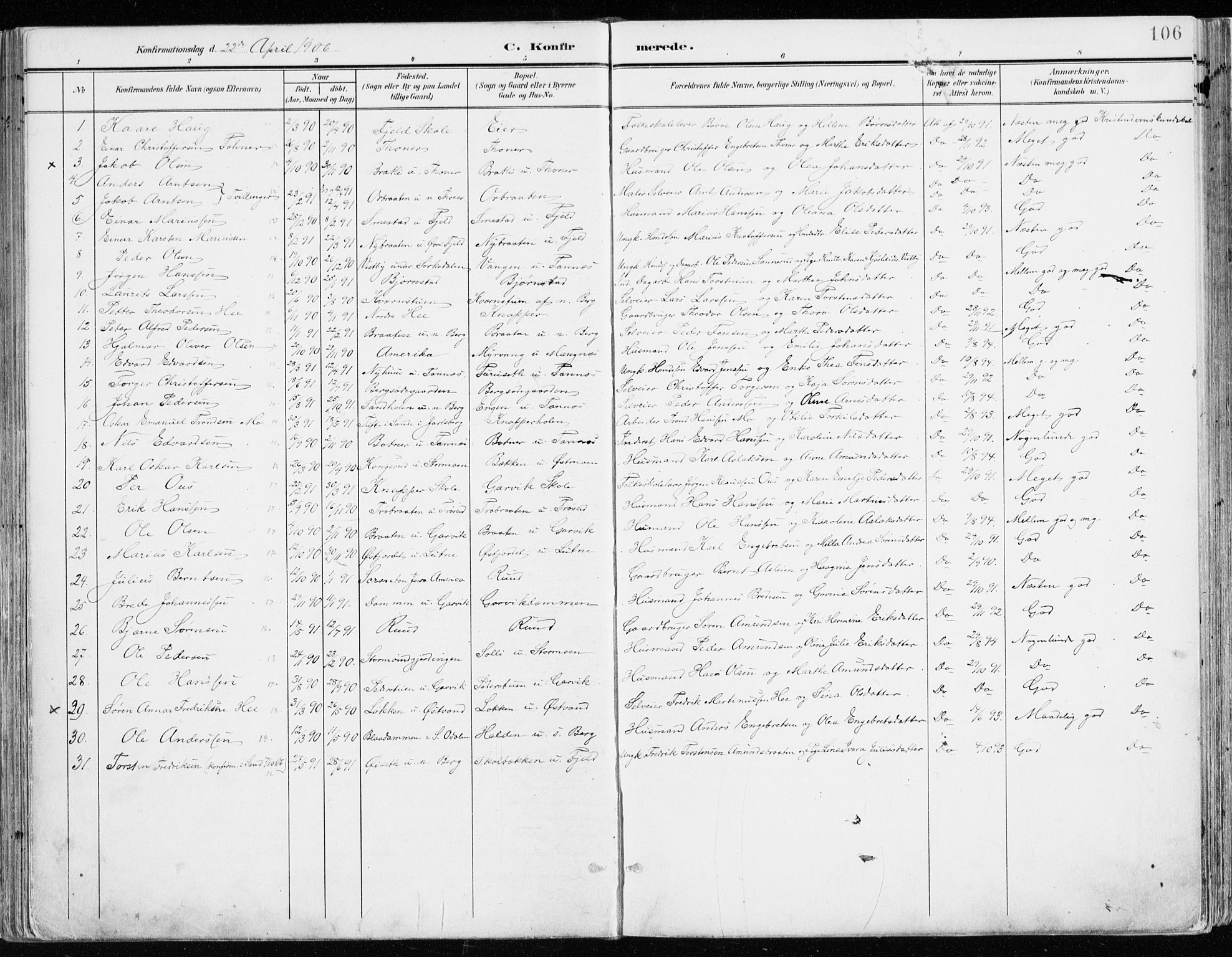 Nord-Odal prestekontor, AV/SAH-PREST-032/H/Ha/Haa/L0009: Parish register (official) no. 9, 1902-1926, p. 106