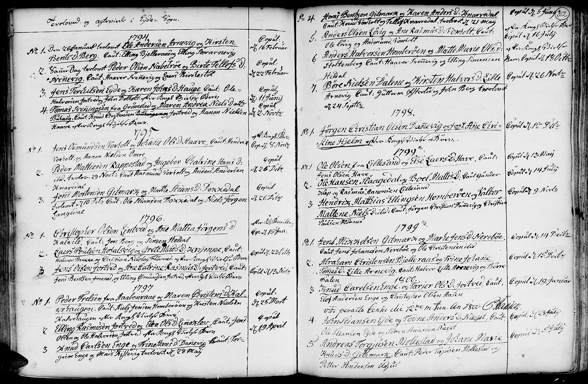 Hommedal sokneprestkontor, SAK/1111-0023/F/Fa/Fab/L0002: Parish register (official) no. A 2 /2, 1740-1823, p. 352