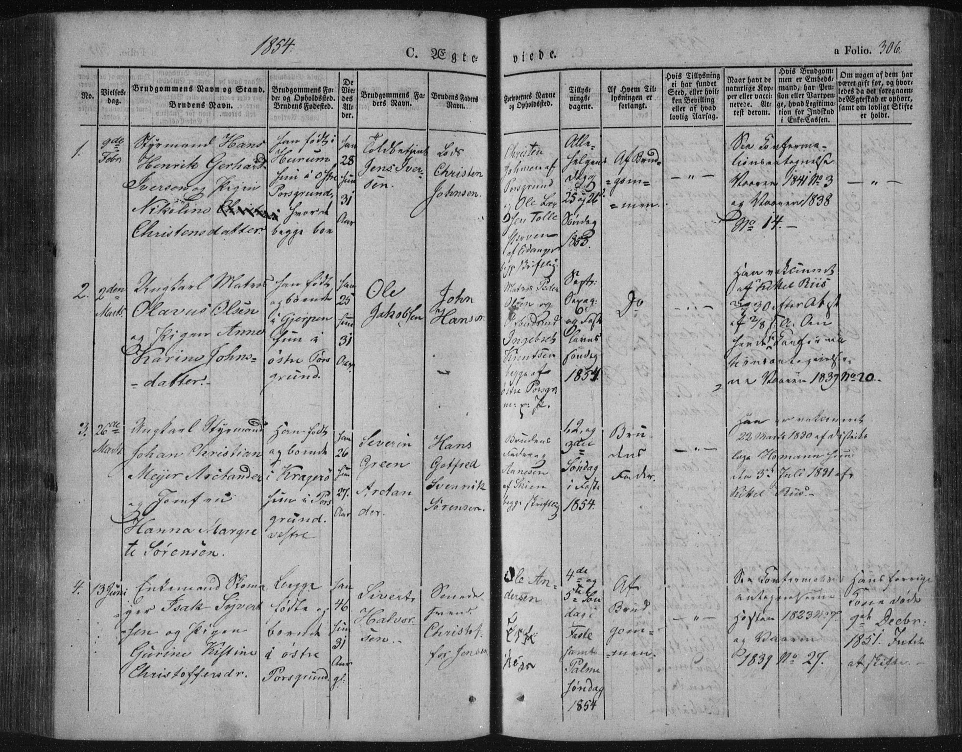 Porsgrunn kirkebøker , SAKO/A-104/F/Fa/L0006: Parish register (official) no. 6, 1841-1857, p. 306