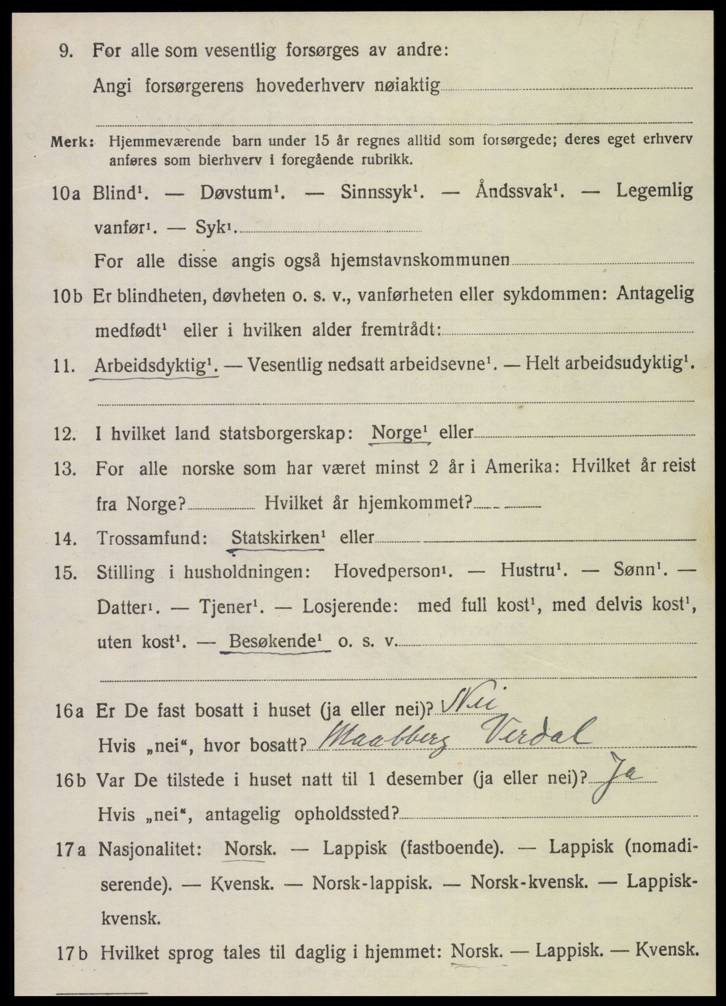 SAT, 1920 census for Sparbu, 1920, p. 4848