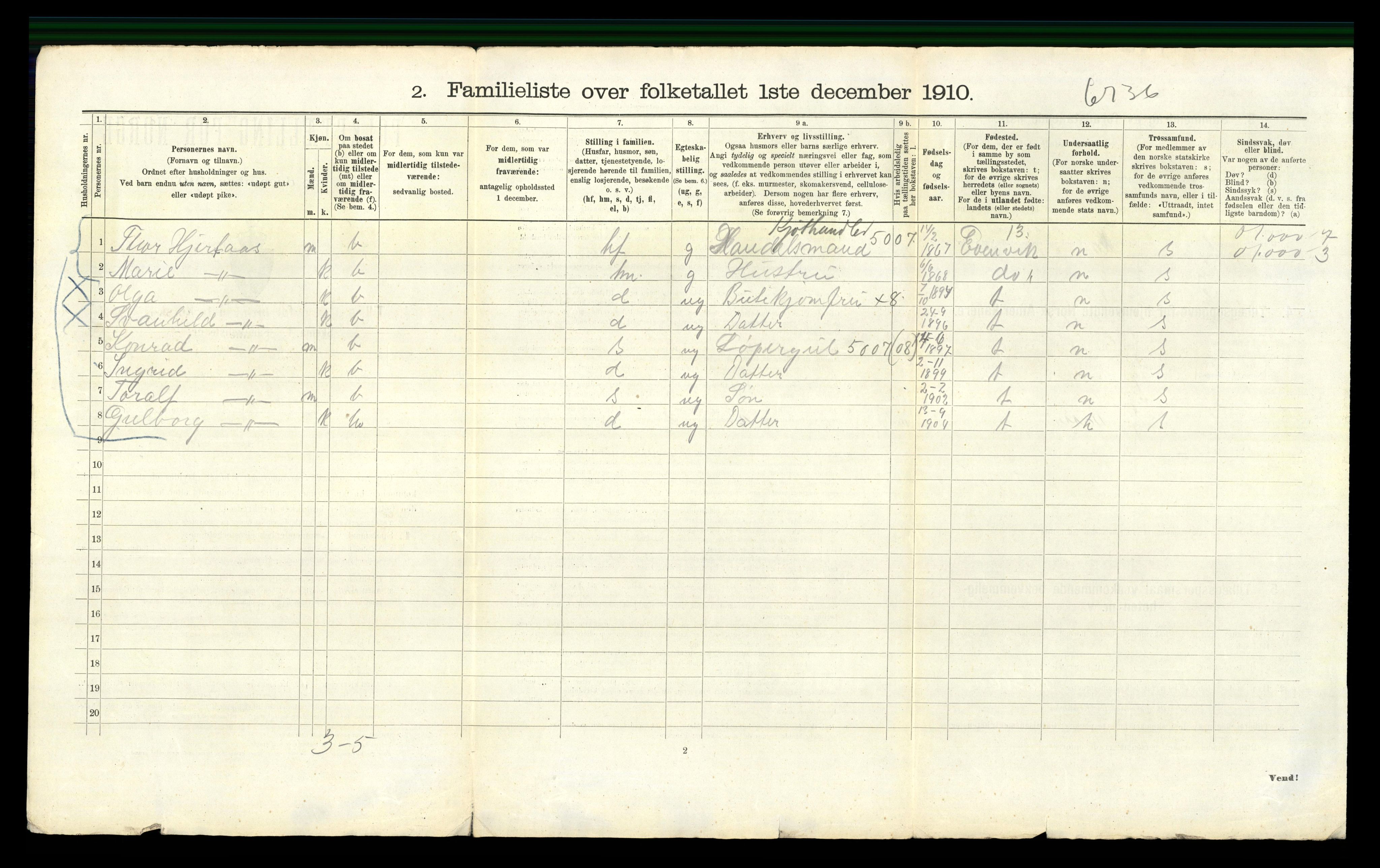 RA, 1910 census for Bergen, 1910, p. 35034