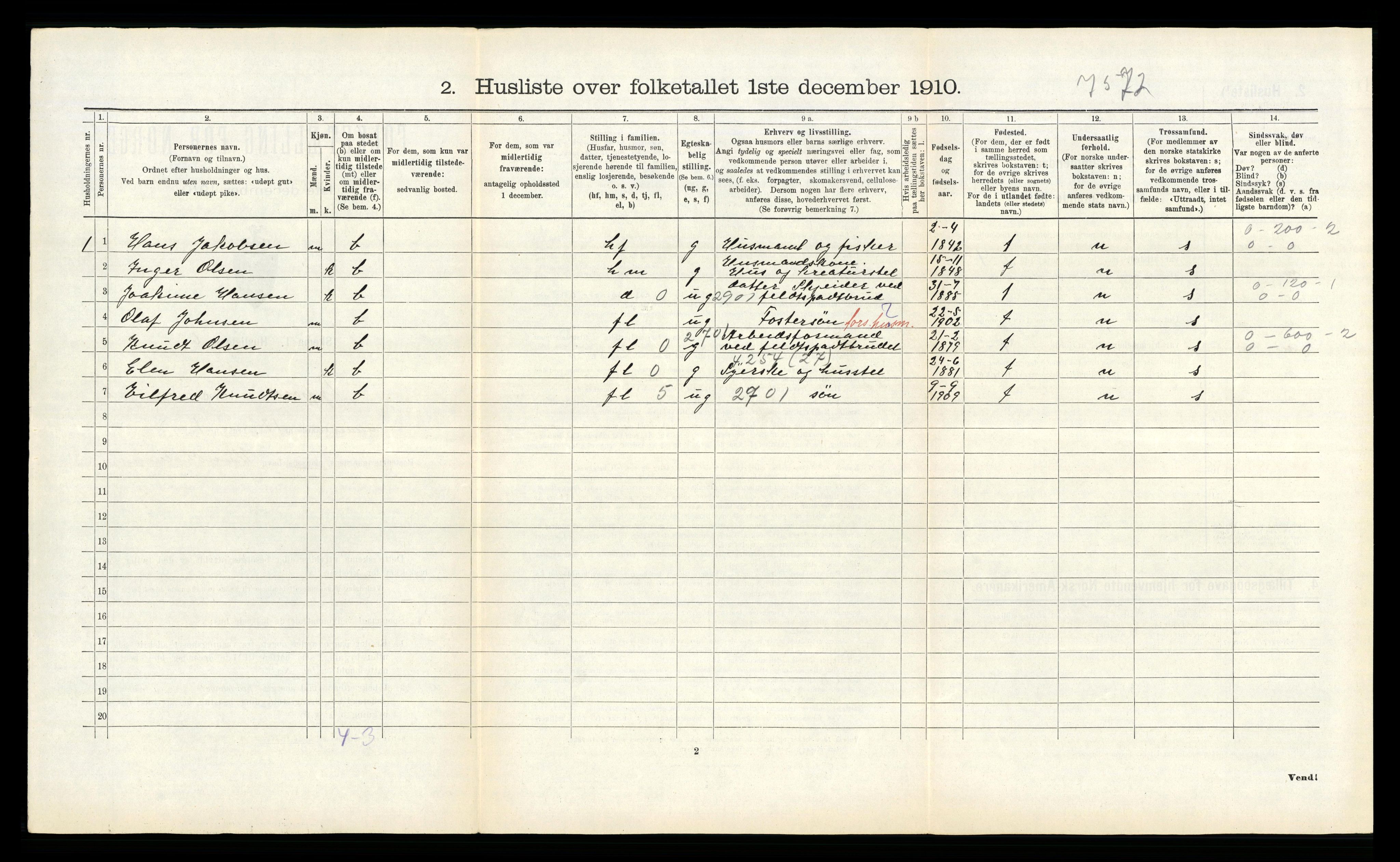 RA, 1910 census for Tysfjord, 1910, p. 294