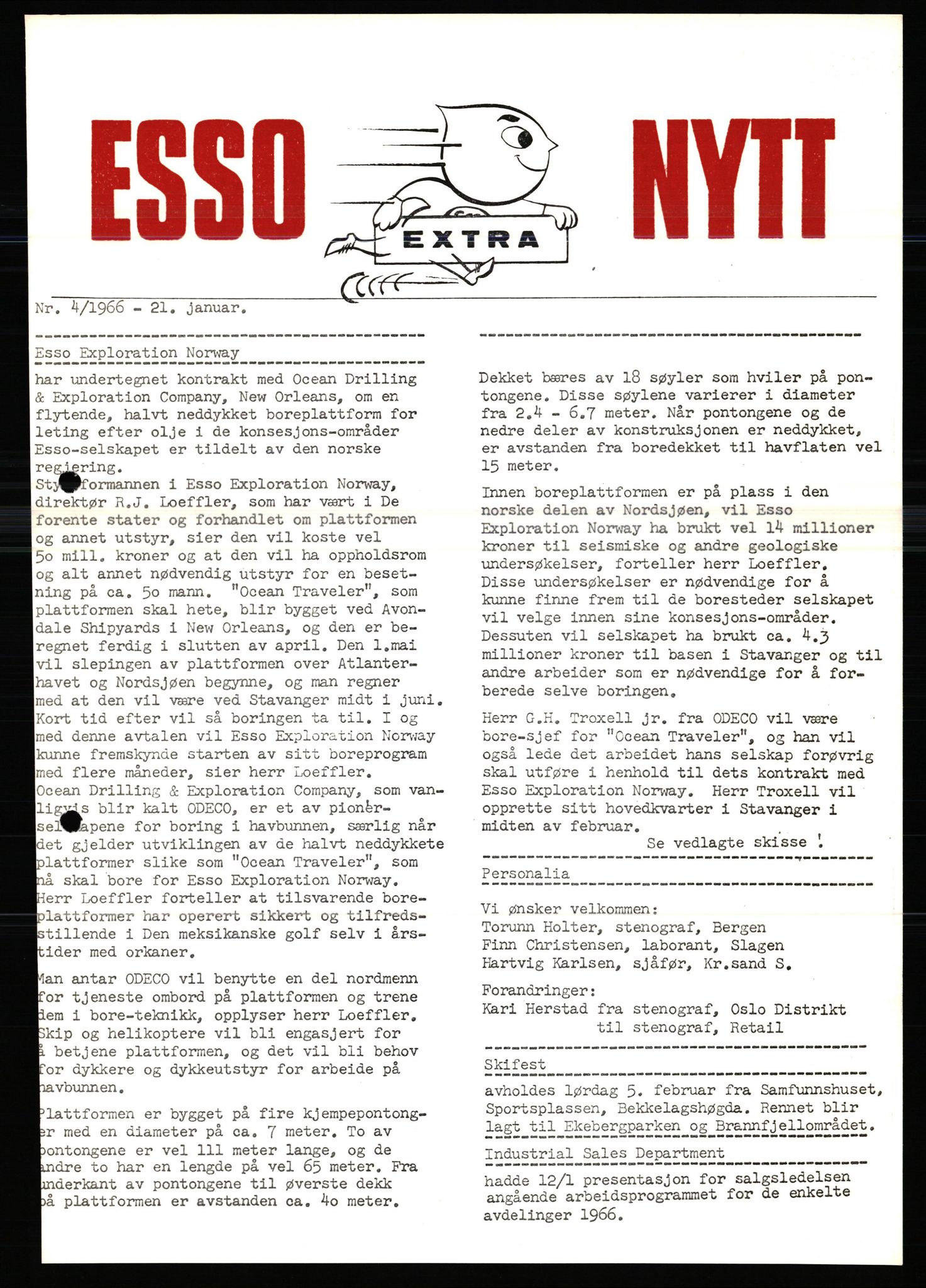 Pa 0982 - Esso Norge A/S, AV/SAST-A-100448/X/Xd/L0004: Esso Extra Nytt, 1963-1976