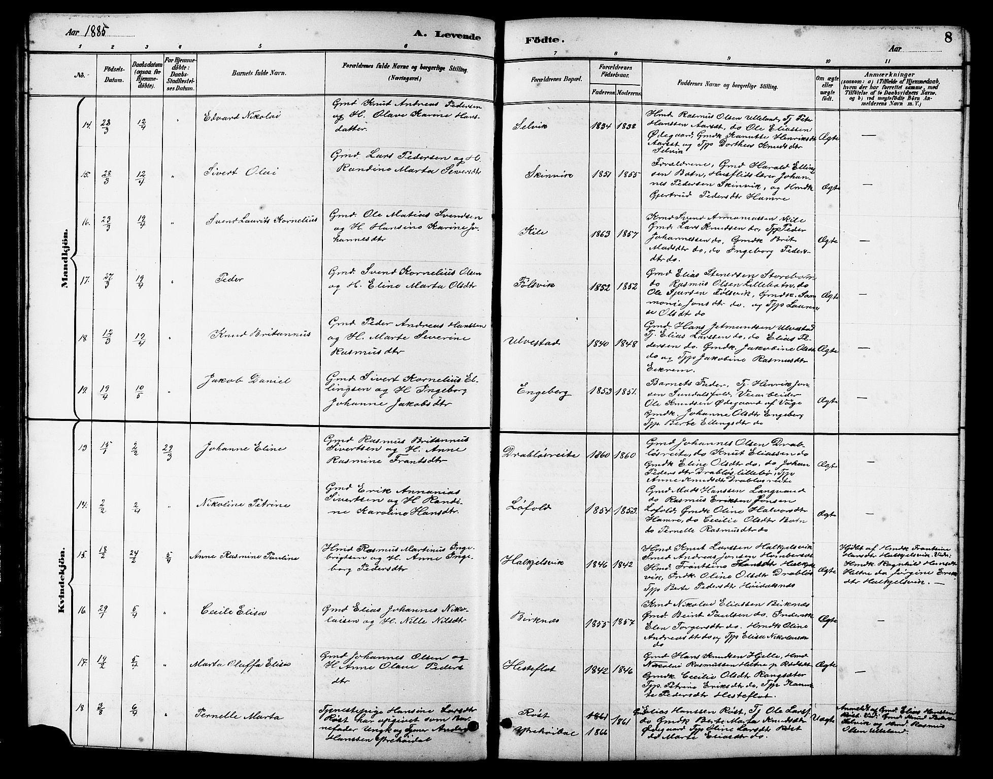 Ministerialprotokoller, klokkerbøker og fødselsregistre - Møre og Romsdal, AV/SAT-A-1454/511/L0158: Parish register (copy) no. 511C04, 1884-1903, p. 8