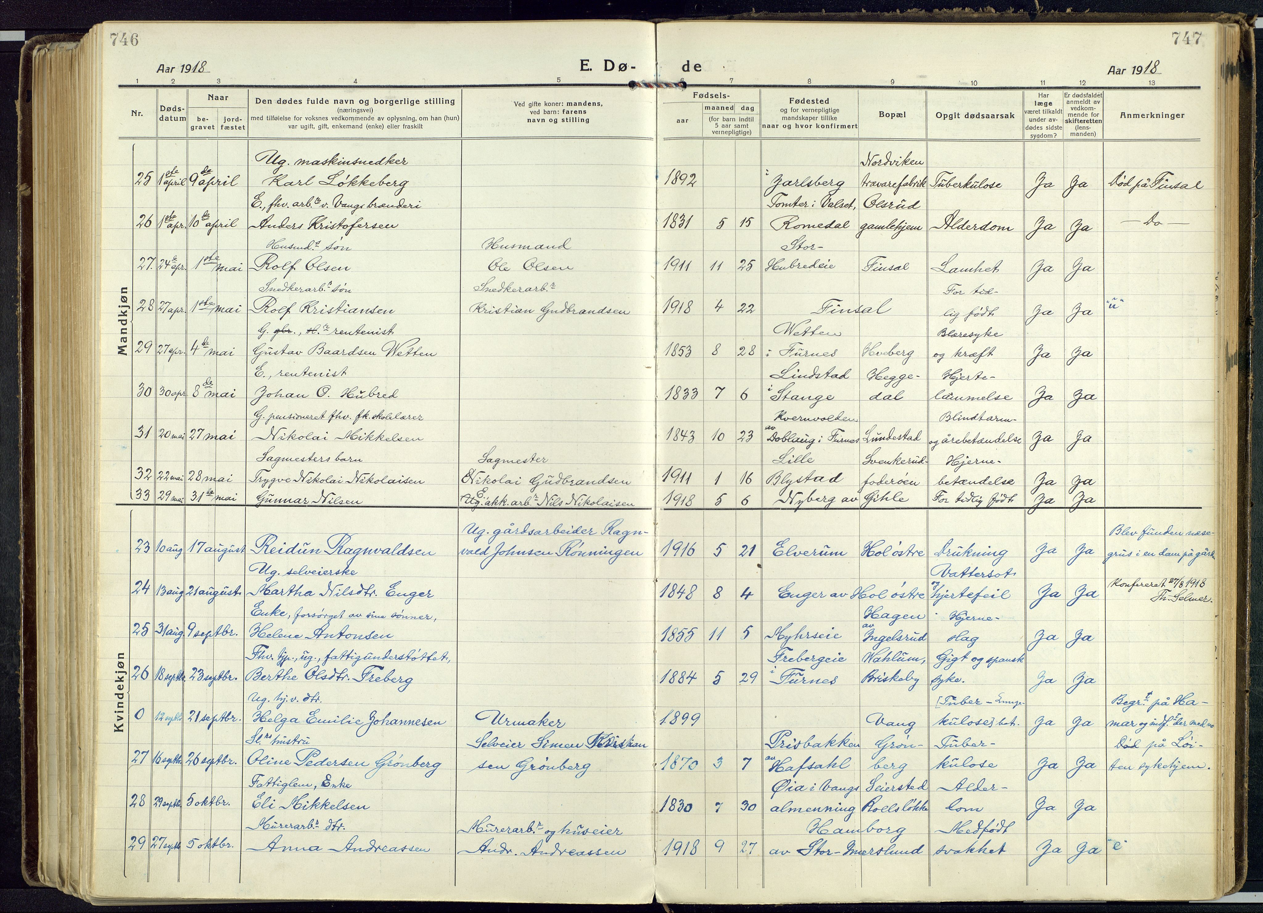 Vang prestekontor, Hedmark, AV/SAH-PREST-008/H/Ha/Haa/L0022: Parish register (official) no. 22, 1918-1944, p. 746-747