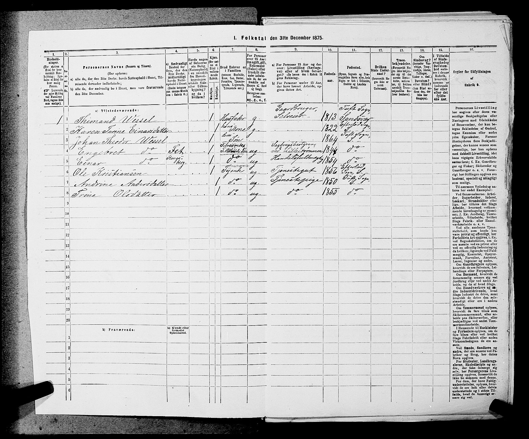 SAKO, 1875 census for 0629P Sandsvær, 1875, p. 169