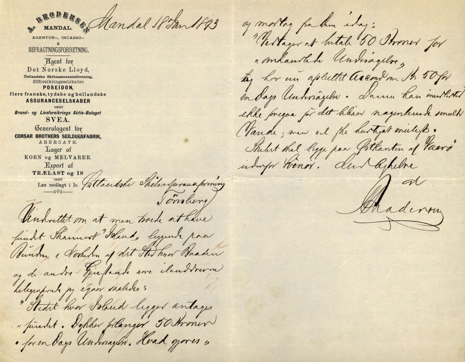 Pa 63 - Østlandske skibsassuranceforening, VEMU/A-1079/G/Ga/L0030/0001: Havaridokumenter / Leif, Korsvei, Margret, Mangerton, Mathilde, Island, Andover, 1893, p. 206