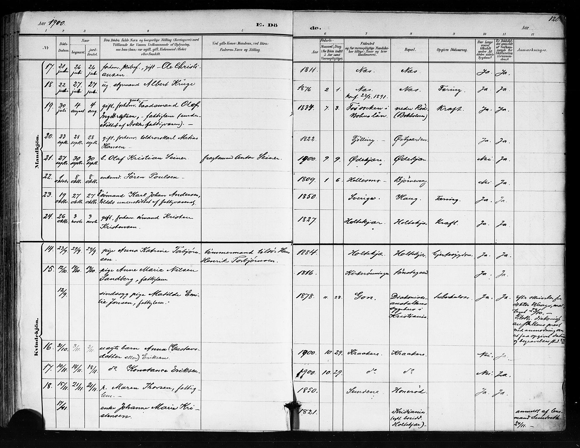 Tjøme kirkebøker, SAKO/A-328/F/Fa/L0003: Parish register (official) no. 3, 1891-1900, p. 120