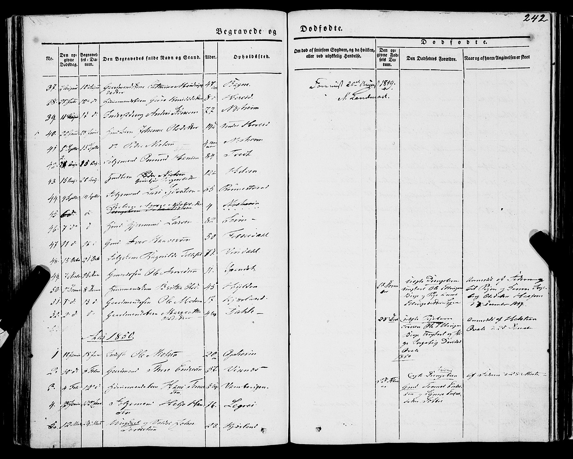 Ulvik sokneprestembete, SAB/A-78801/H/Haa: Parish register (official) no. A 12, 1839-1853, p. 242
