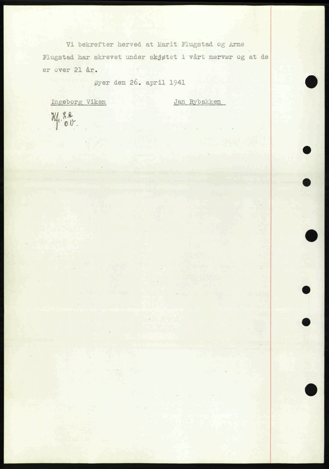 Sør-Gudbrandsdal tingrett, SAH/TING-004/H/Hb/Hbd/L0009: Mortgage book no. A9, 1941-1941, Diary no: : 904/1941