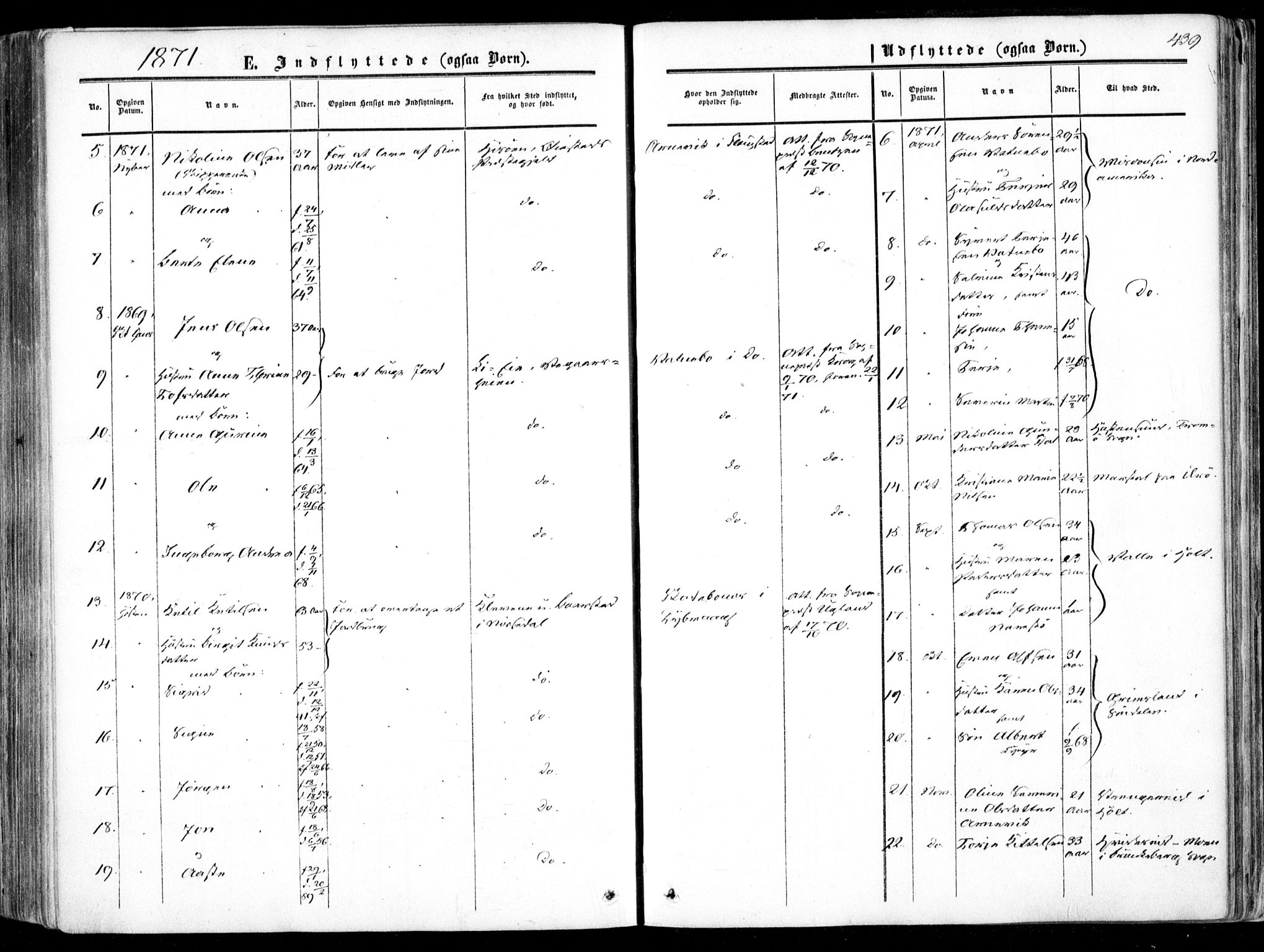 Dypvåg sokneprestkontor, SAK/1111-0007/F/Fa/Faa/L0006: Parish register (official) no. A 6, 1855-1872, p. 439