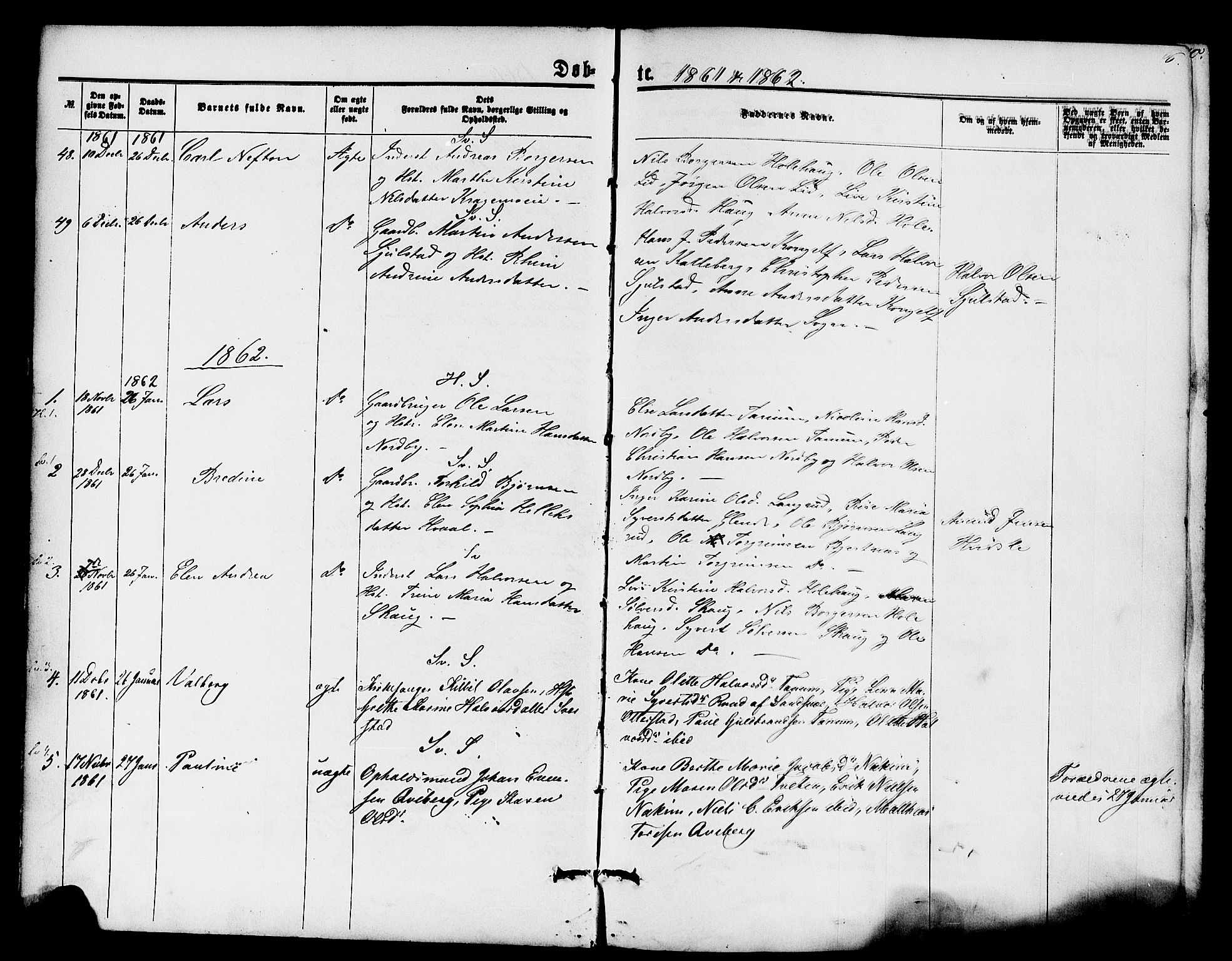 Lardal kirkebøker, AV/SAKO-A-350/F/Fa/L0007: Parish register (official) no. I 7, 1861-1880, p. 6