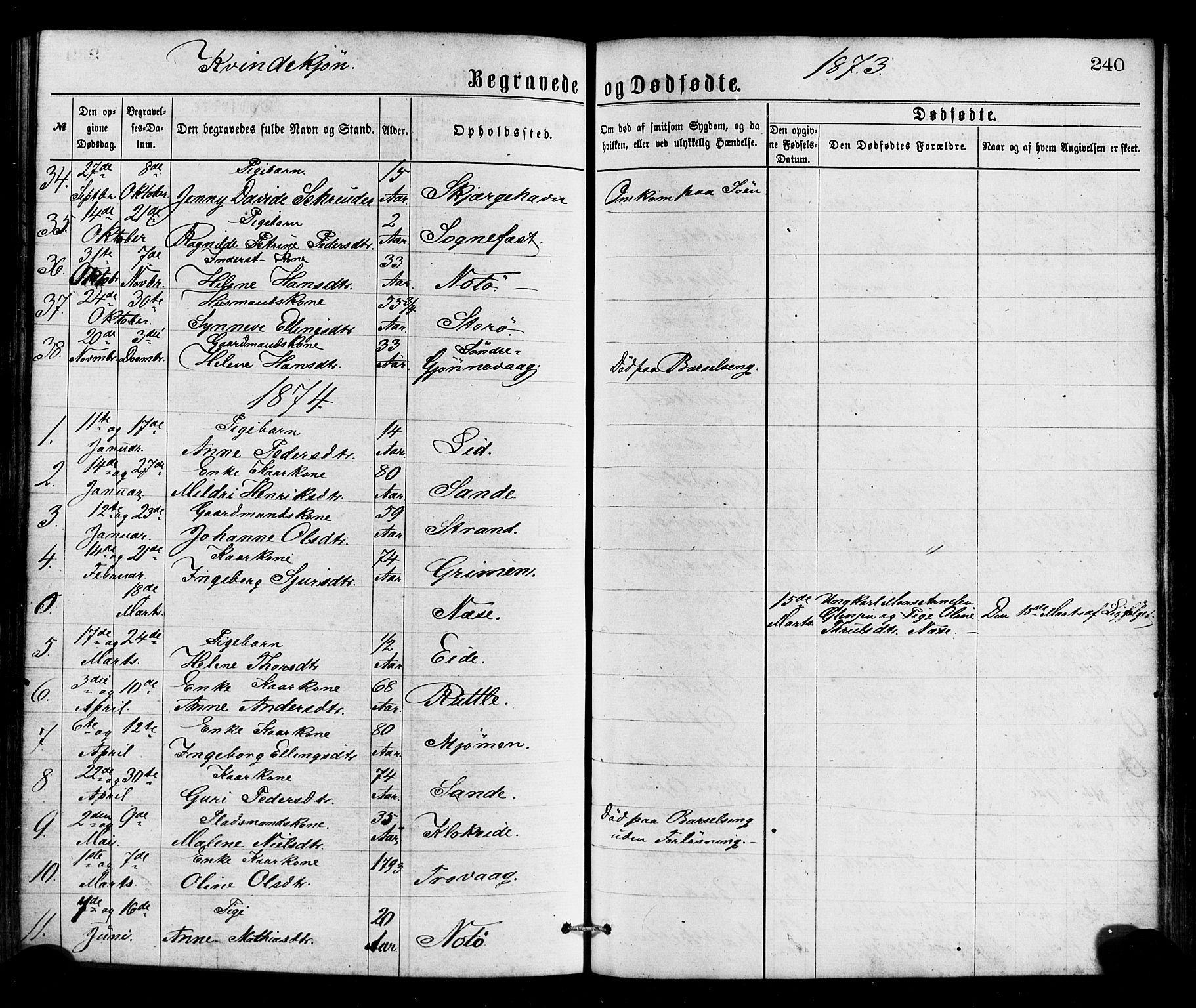 Gulen sokneprestembete, SAB/A-80201/H/Haa/Haaa/L0023: Parish register (official) no. A 23, 1870-1880, p. 240