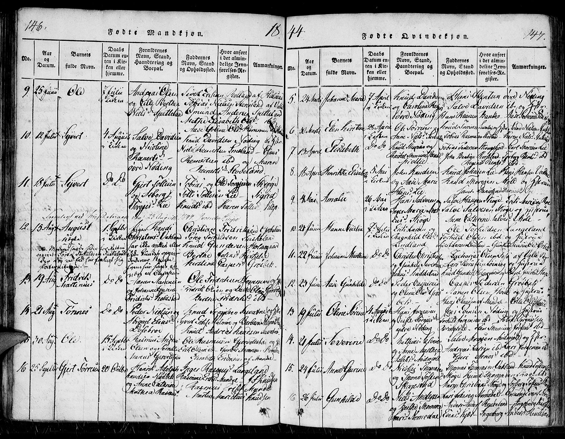 Holum sokneprestkontor, SAK/1111-0022/F/Fa/Faa/L0004: Parish register (official) no. A 4, 1820-1849, p. 146-147