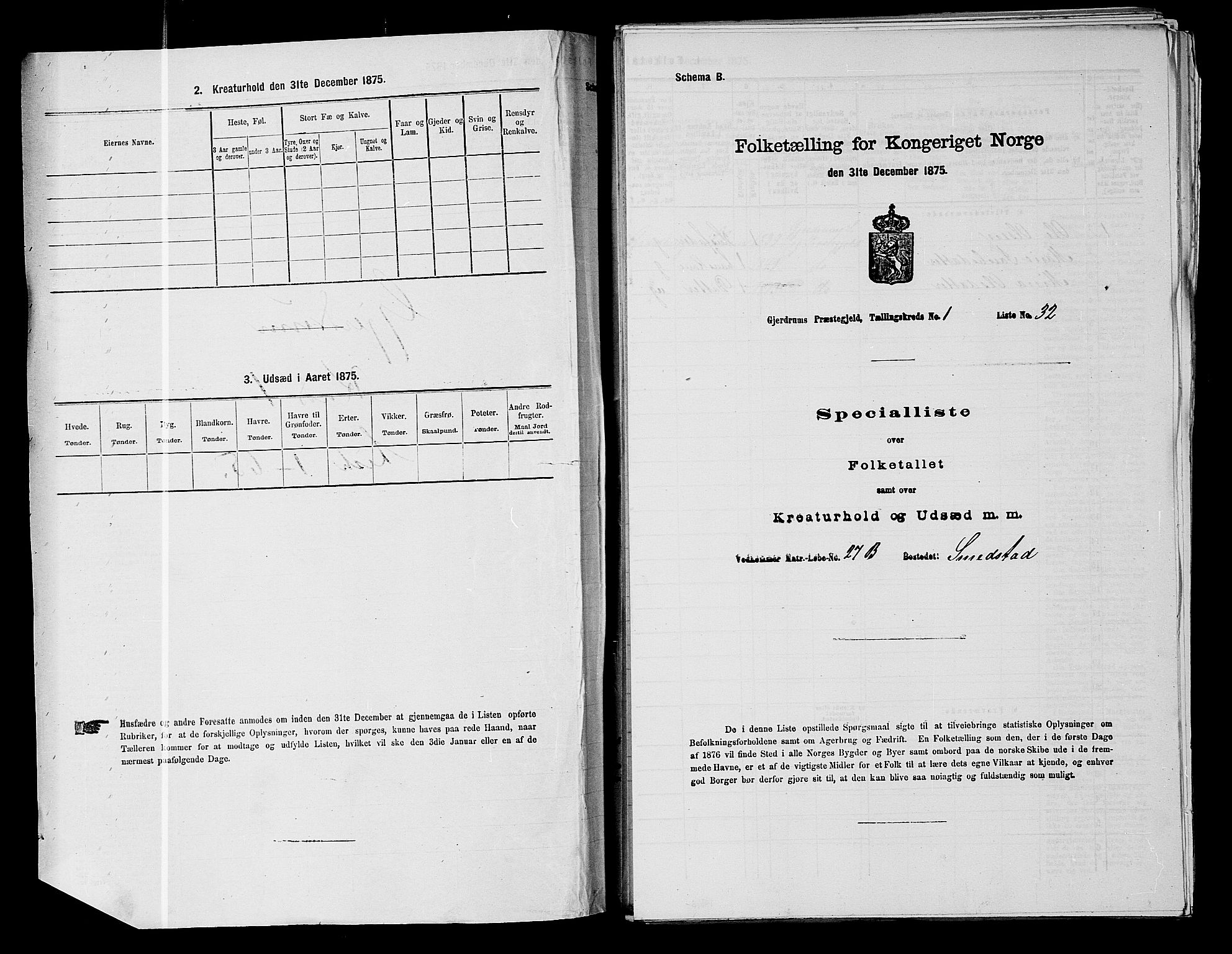 RA, 1875 census for 0234P Gjerdrum, 1875, p. 21