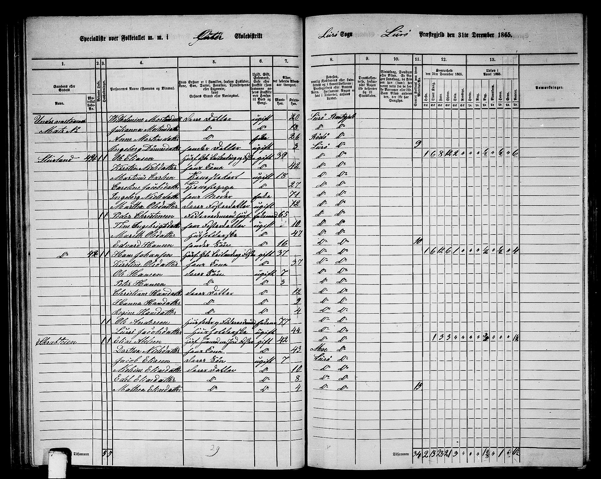 RA, 1865 census for Lurøy, 1865, p. 61