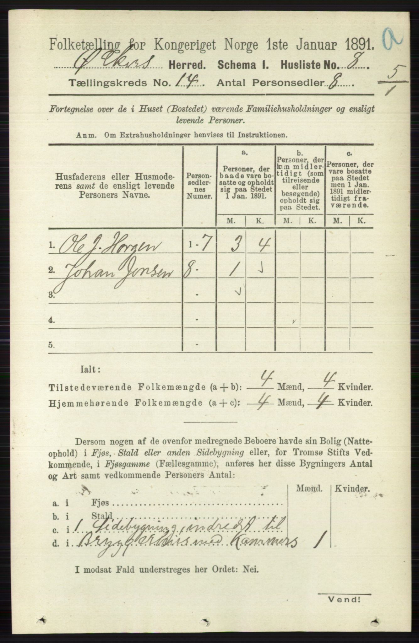 RA, 1891 census for 0624 Øvre Eiker, 1891, p. 6383