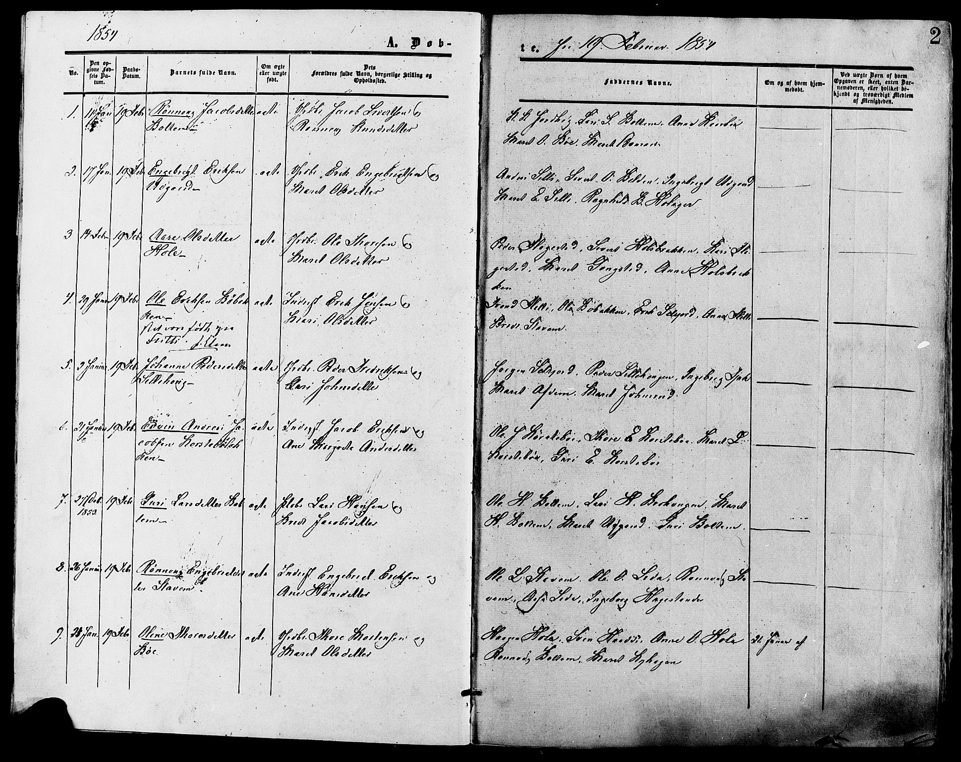 Lesja prestekontor, SAH/PREST-068/H/Ha/Haa/L0008: Parish register (official) no. 8, 1854-1880, p. 2