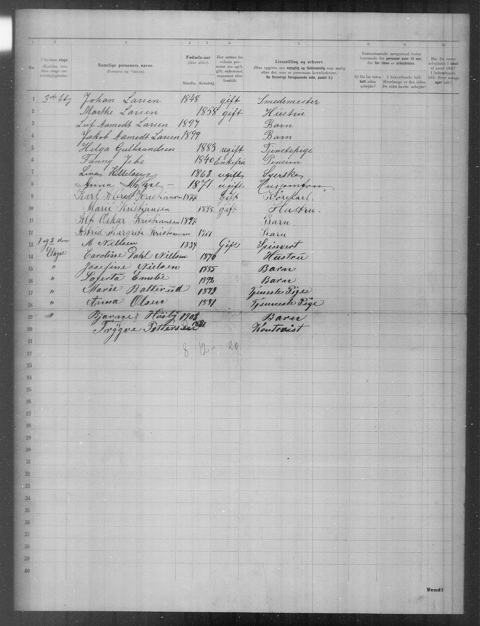 OBA, Municipal Census 1903 for Kristiania, 1903, p. 10640