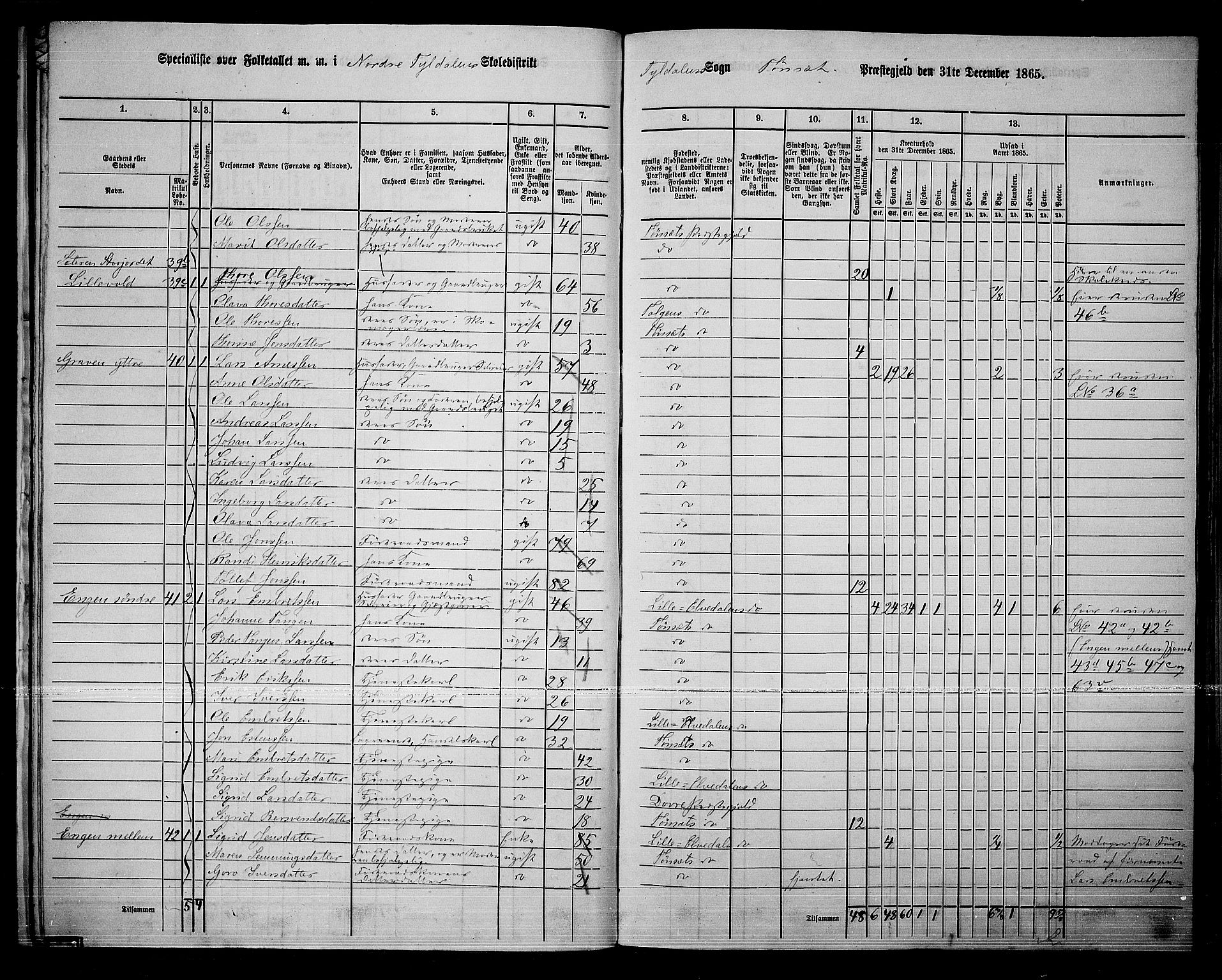 RA, 1865 census for Tynset, 1865, p. 28