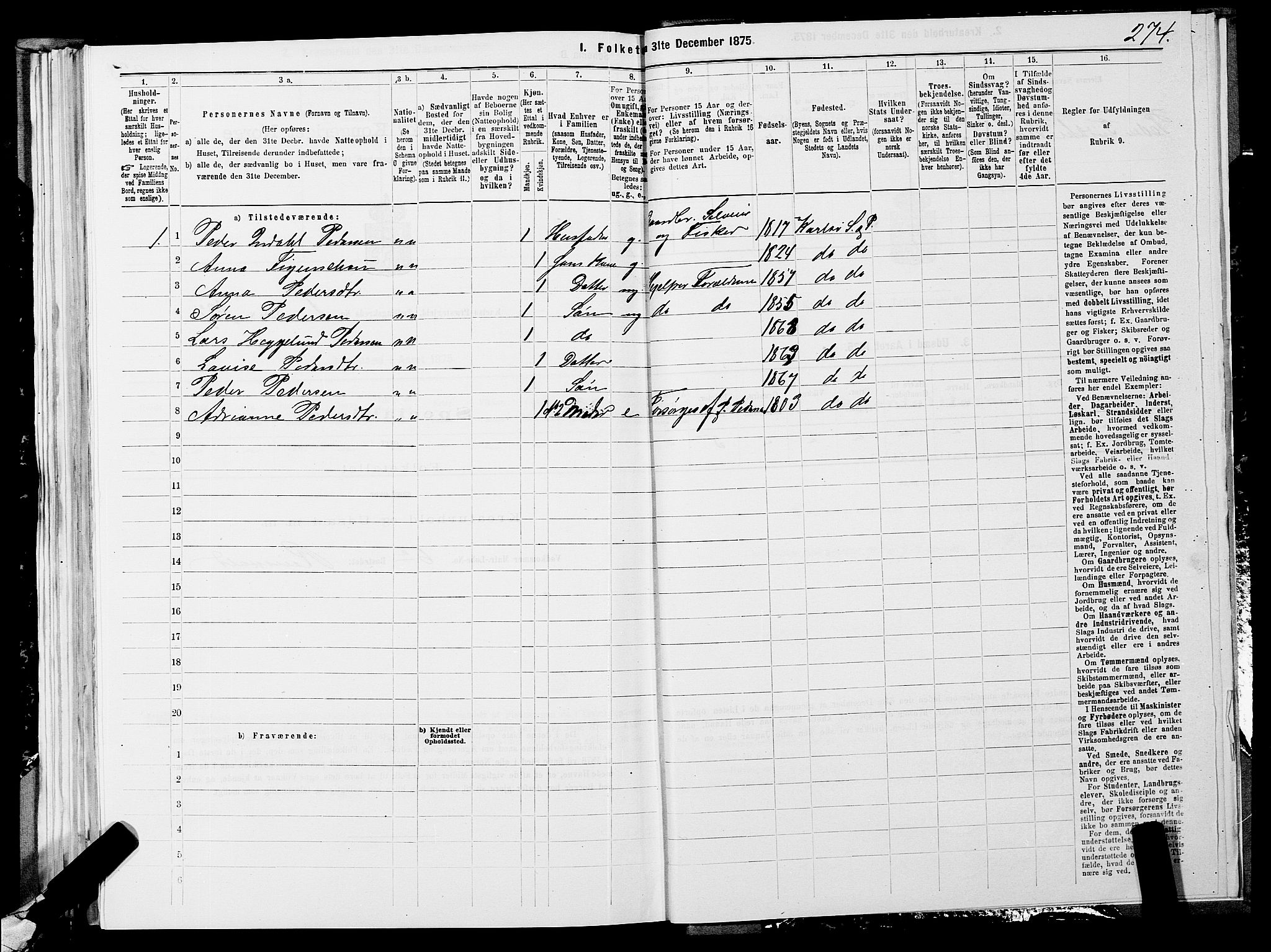 SATØ, 1875 census for 1936P Karlsøy, 1875, p. 1274