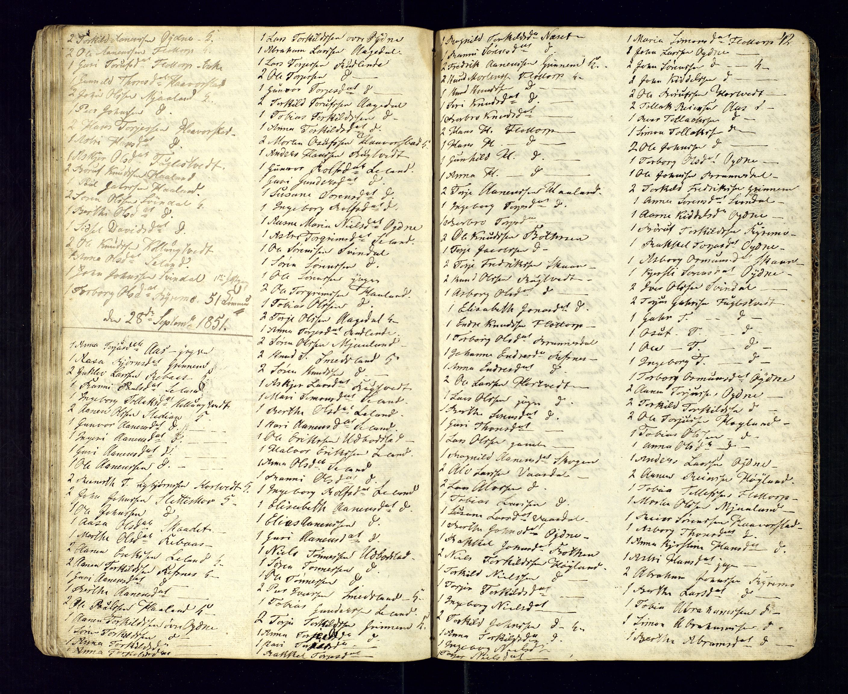 Bjelland sokneprestkontor, AV/SAK-1111-0005/F/Fc/Fcc/L0002: Communicants register no. C-2, 1842-1852, p. 42
