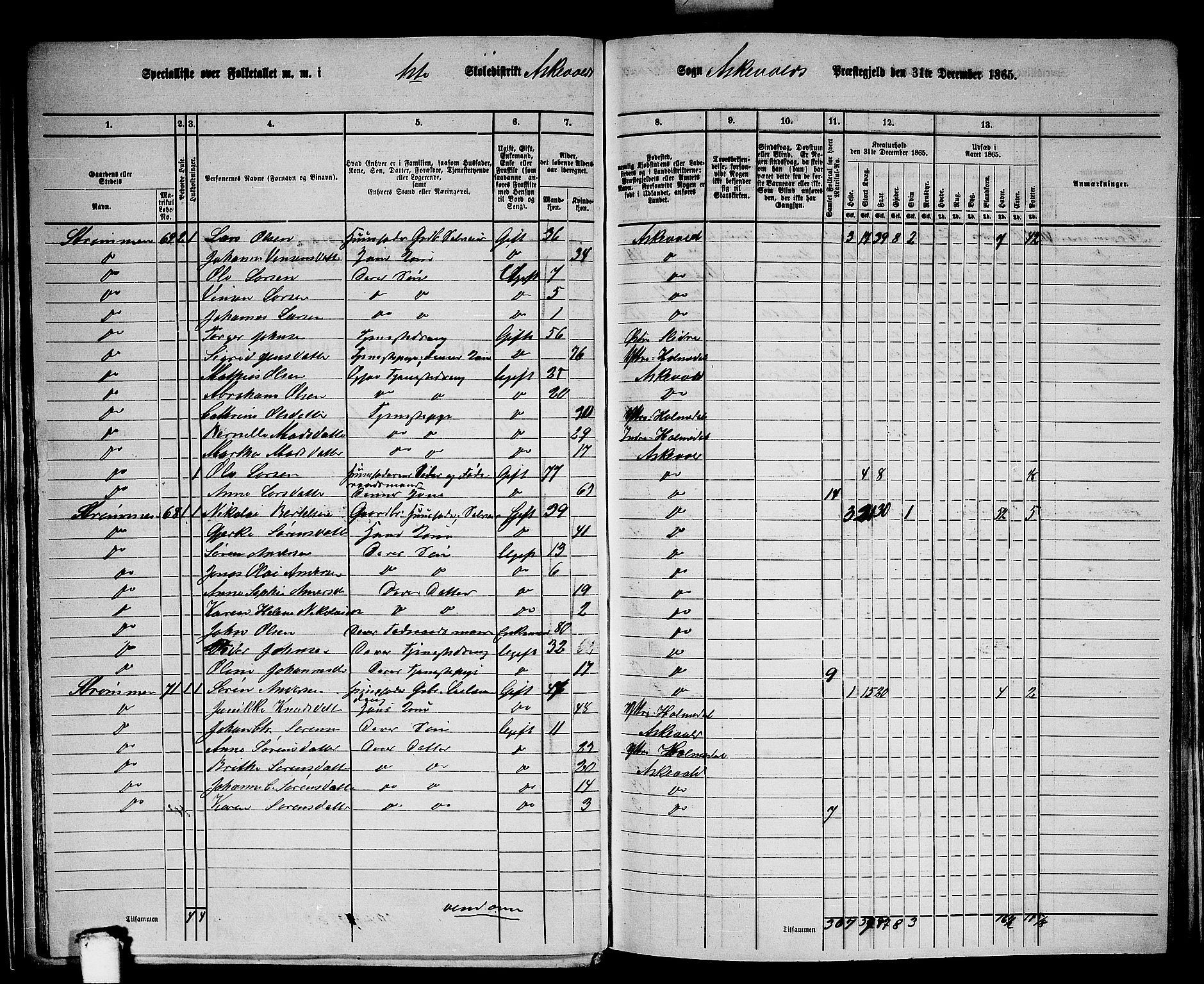 RA, 1865 census for Askvoll, 1865, p. 33