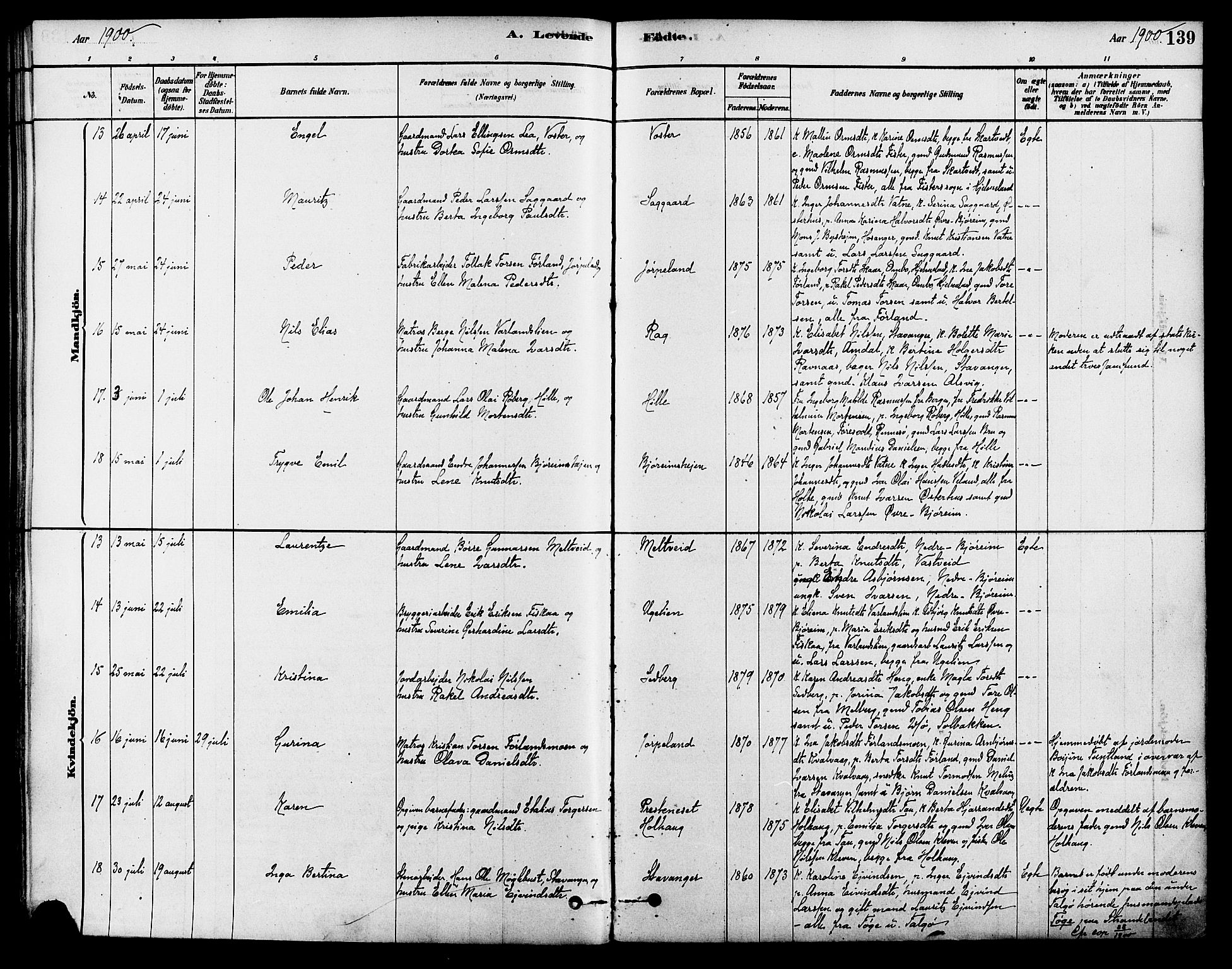 Strand sokneprestkontor, AV/SAST-A-101828/H/Ha/Haa/L0009: Parish register (official) no. A 9, 1877-1908, p. 139