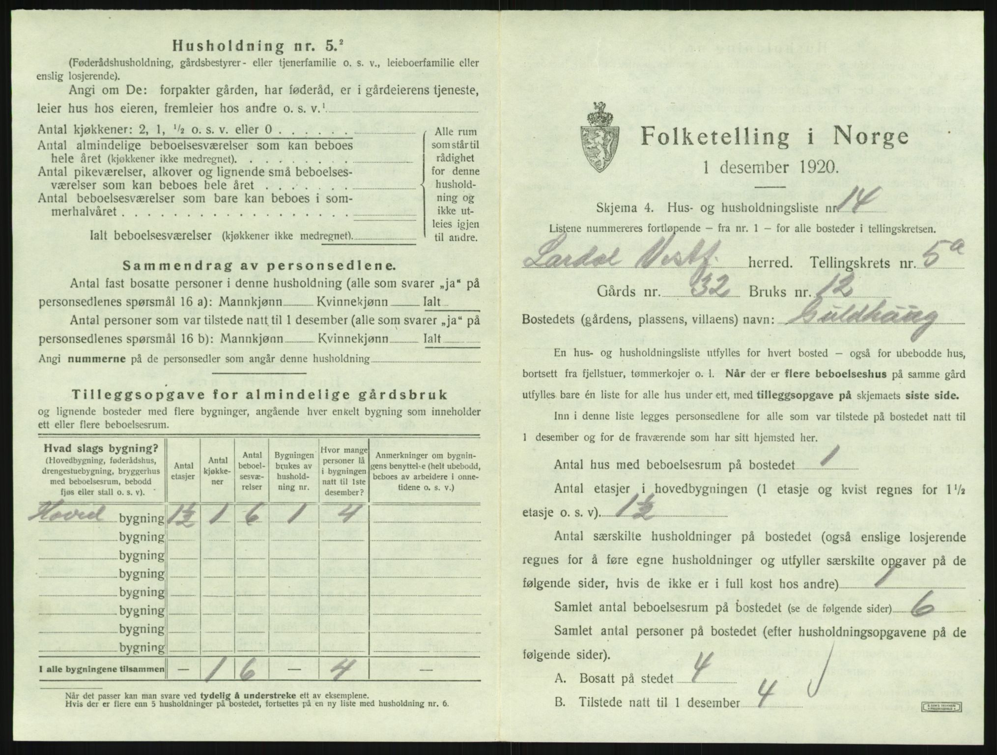 SAKO, 1920 census for Lardal, 1920, p. 707