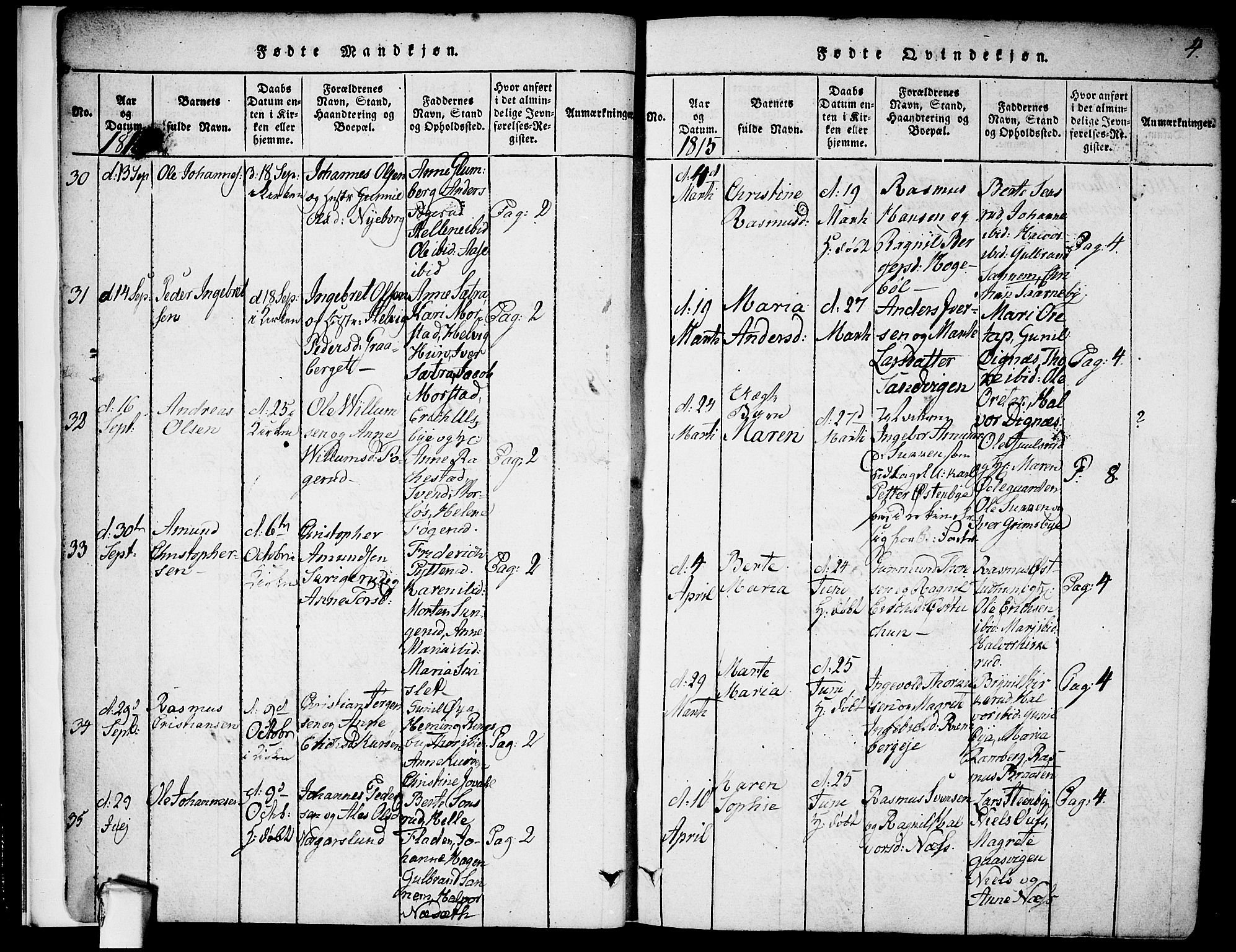 Rødenes prestekontor Kirkebøker, AV/SAO-A-2005/F/Fa/L0004: Parish register (official) no. I 4, 1814-1838, p. 4