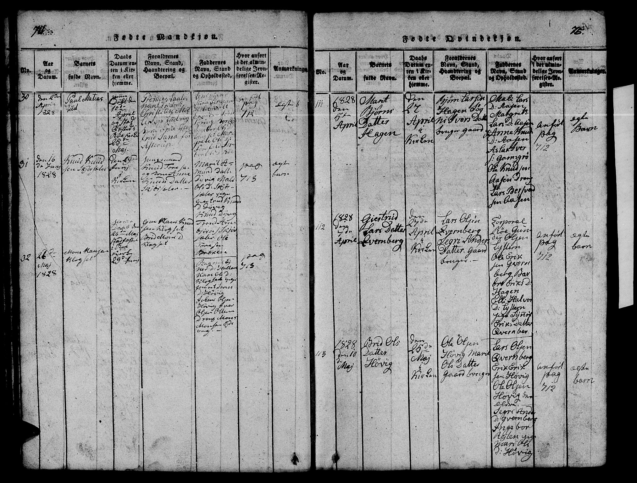 Ministerialprotokoller, klokkerbøker og fødselsregistre - Møre og Romsdal, SAT/A-1454/551/L0629: Parish register (copy) no. 551C01, 1818-1839, p. 74-75