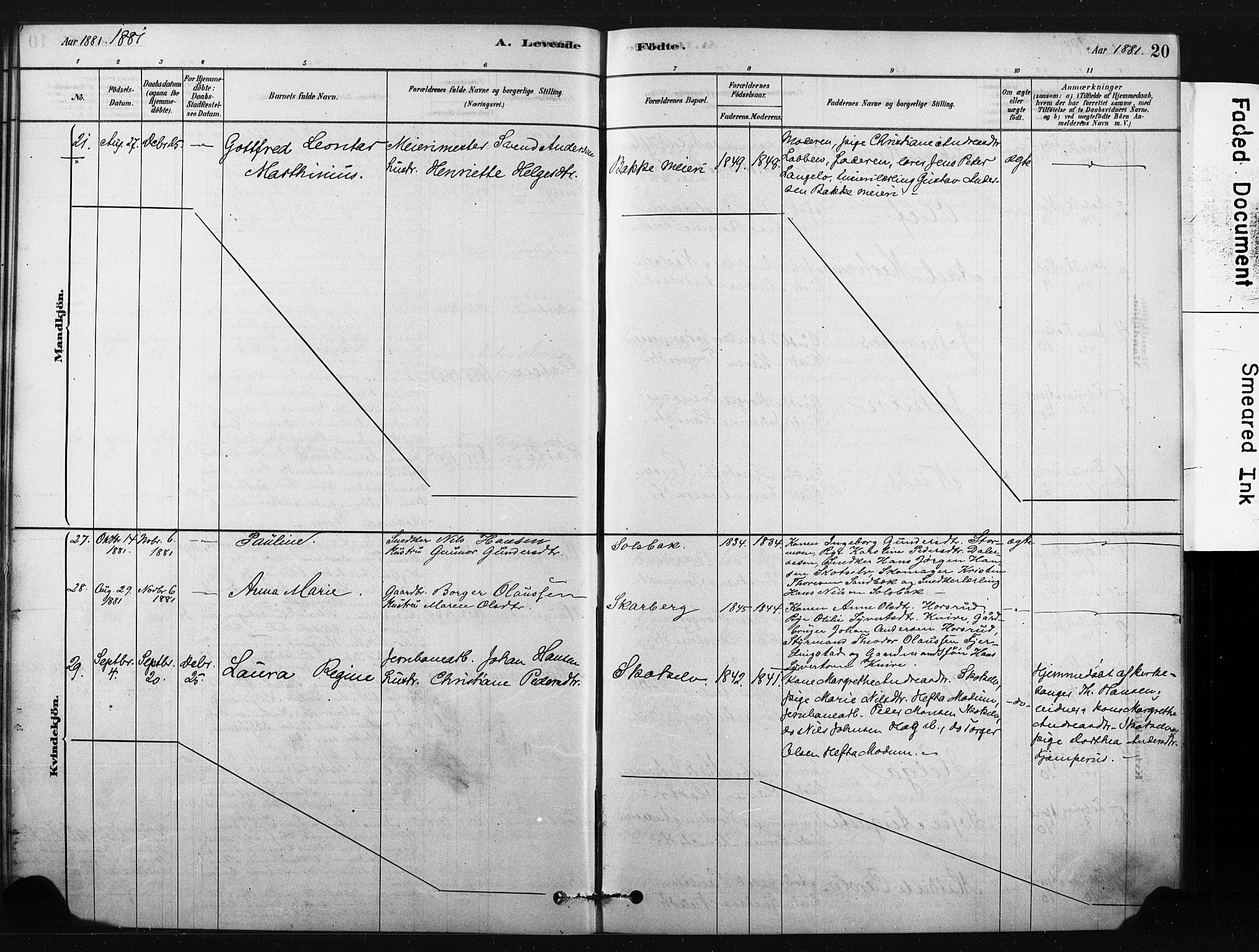 Eiker kirkebøker, AV/SAKO-A-4/F/Fc/L0001: Parish register (official) no. III 1, 1878-1889, p. 20