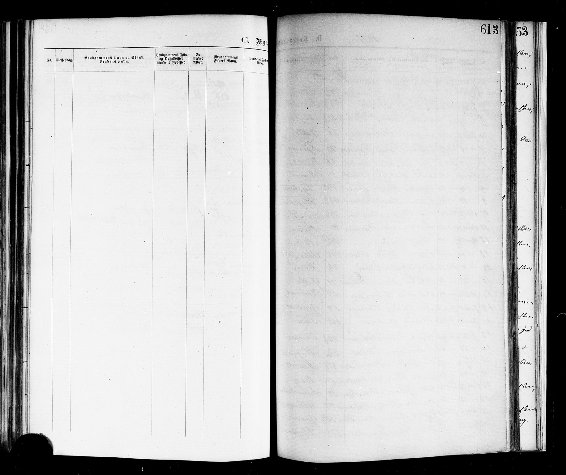 Andebu kirkebøker, SAKO/A-336/F/Fa/L0006: Parish register (official) no. 6, 1871-1878, p. 613