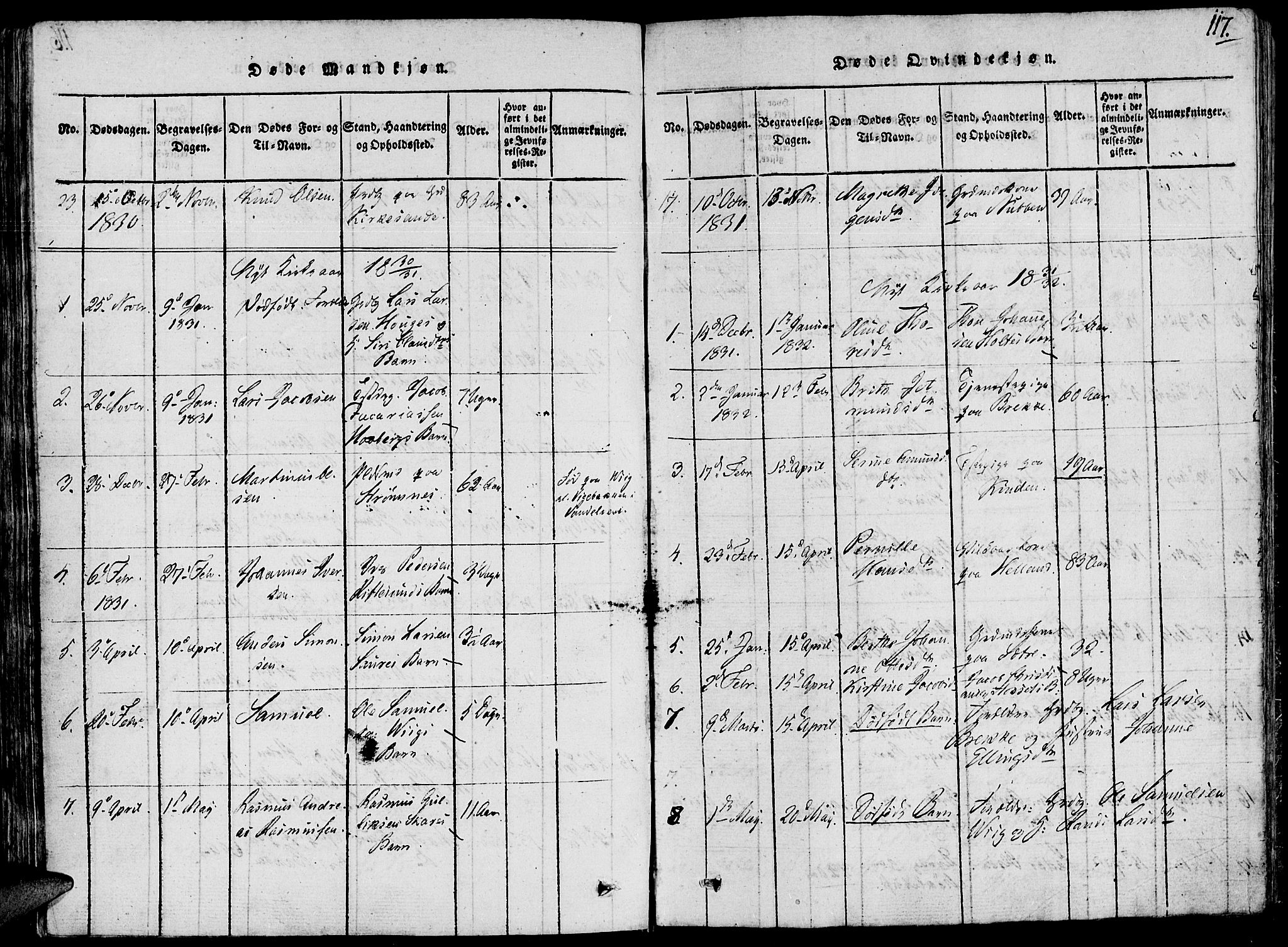 Ministerialprotokoller, klokkerbøker og fødselsregistre - Møre og Romsdal, AV/SAT-A-1454/503/L0033: Parish register (official) no. 503A01, 1816-1841, p. 117