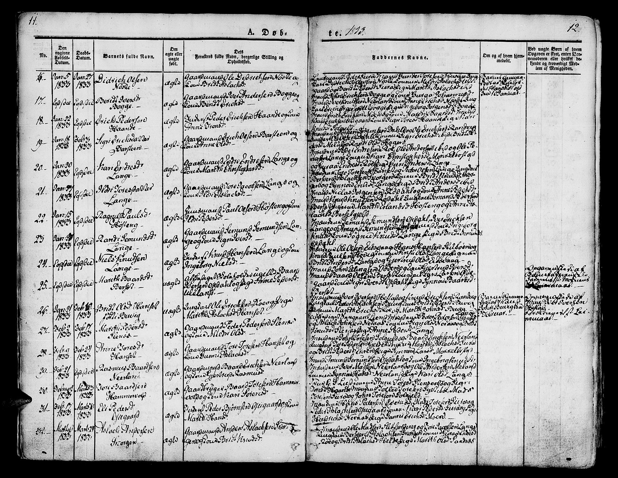 Ministerialprotokoller, klokkerbøker og fødselsregistre - Møre og Romsdal, SAT/A-1454/551/L0624: Parish register (official) no. 551A04, 1831-1845, p. 11-12
