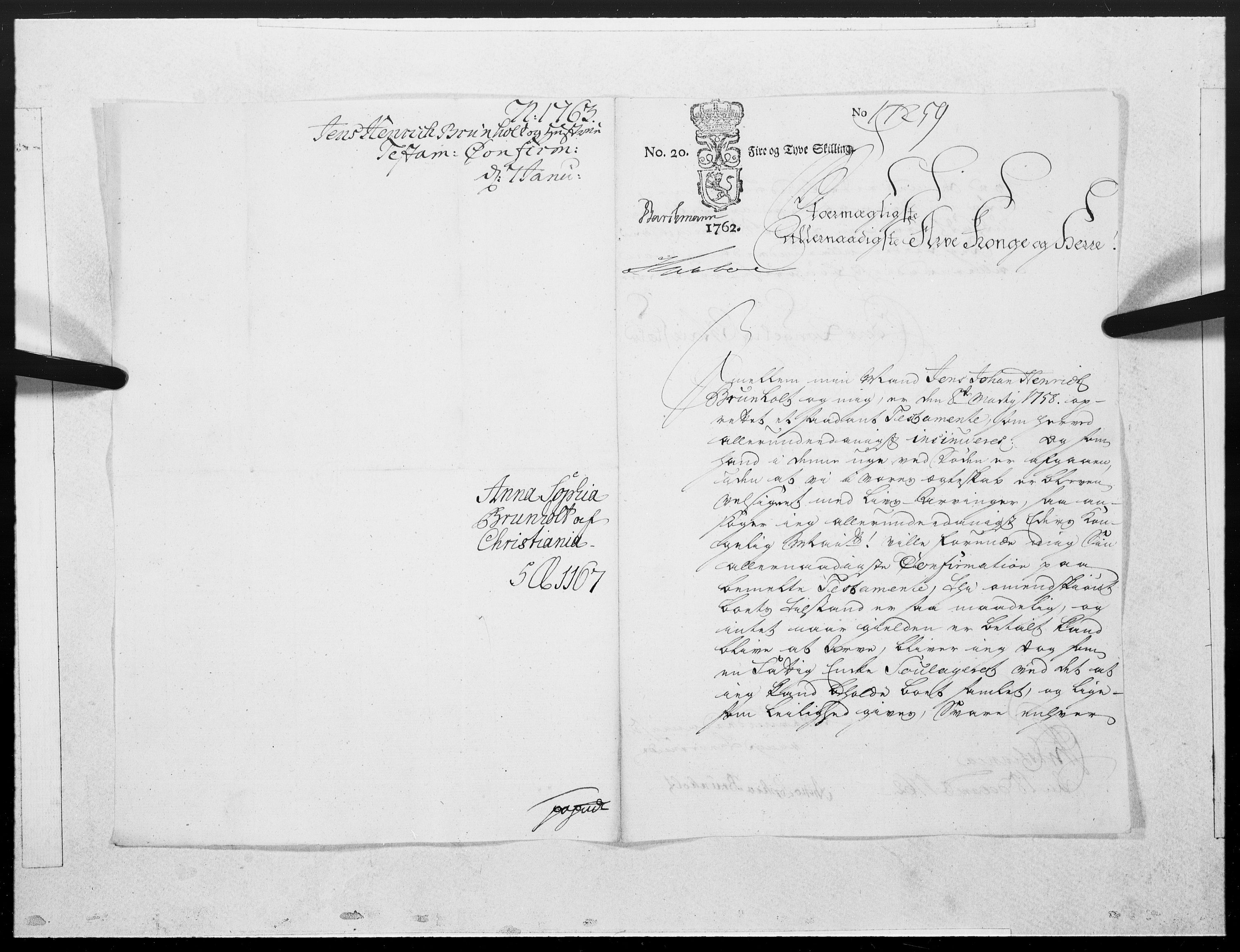 Danske Kanselli 1572-1799, RA/EA-3023/F/Fc/Fcc/Fcca/L0185: Norske innlegg 1572-1799, 1763, p. 5