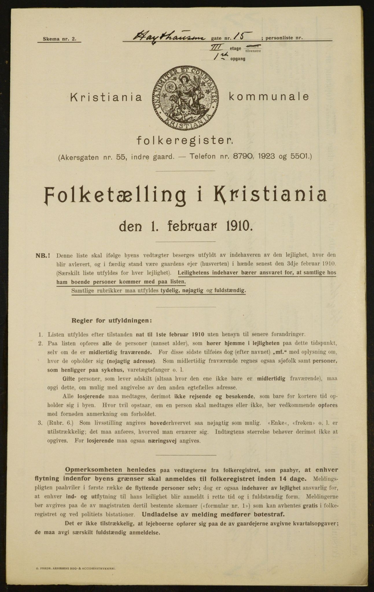 OBA, Municipal Census 1910 for Kristiania, 1910, p. 34545