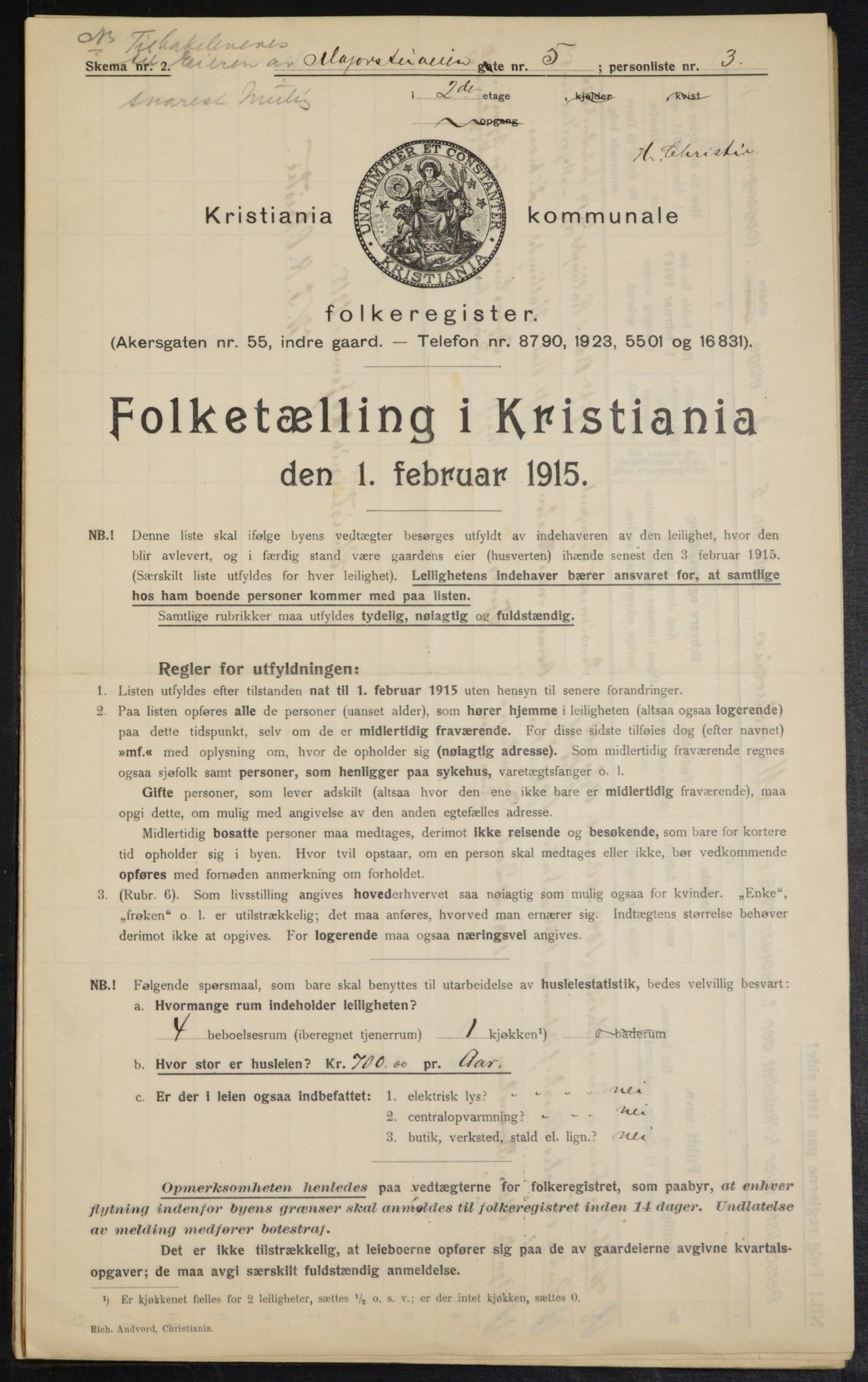 OBA, Municipal Census 1915 for Kristiania, 1915, p. 58999