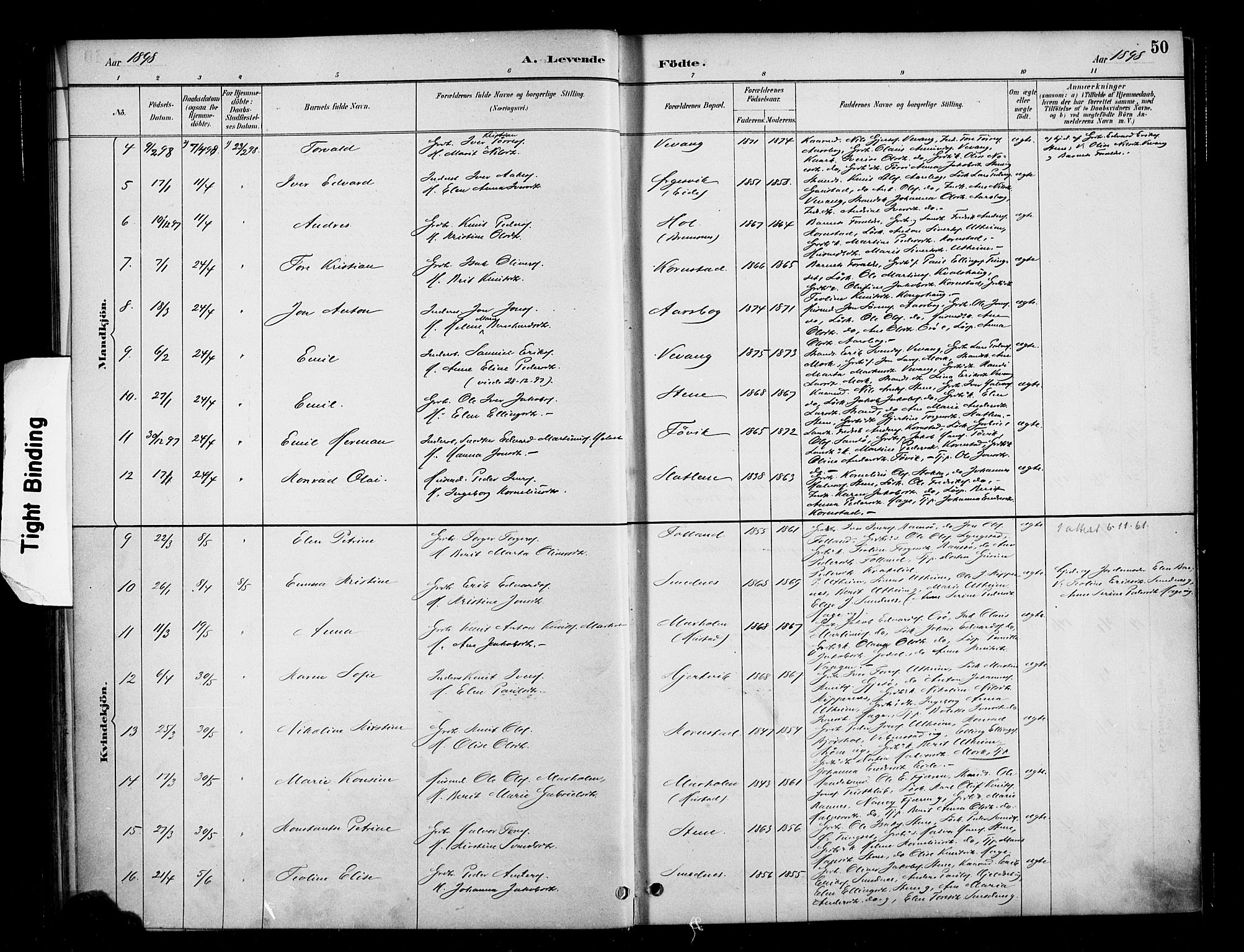 Ministerialprotokoller, klokkerbøker og fødselsregistre - Møre og Romsdal, AV/SAT-A-1454/570/L0832: Parish register (official) no. 570A06, 1885-1900, p. 50