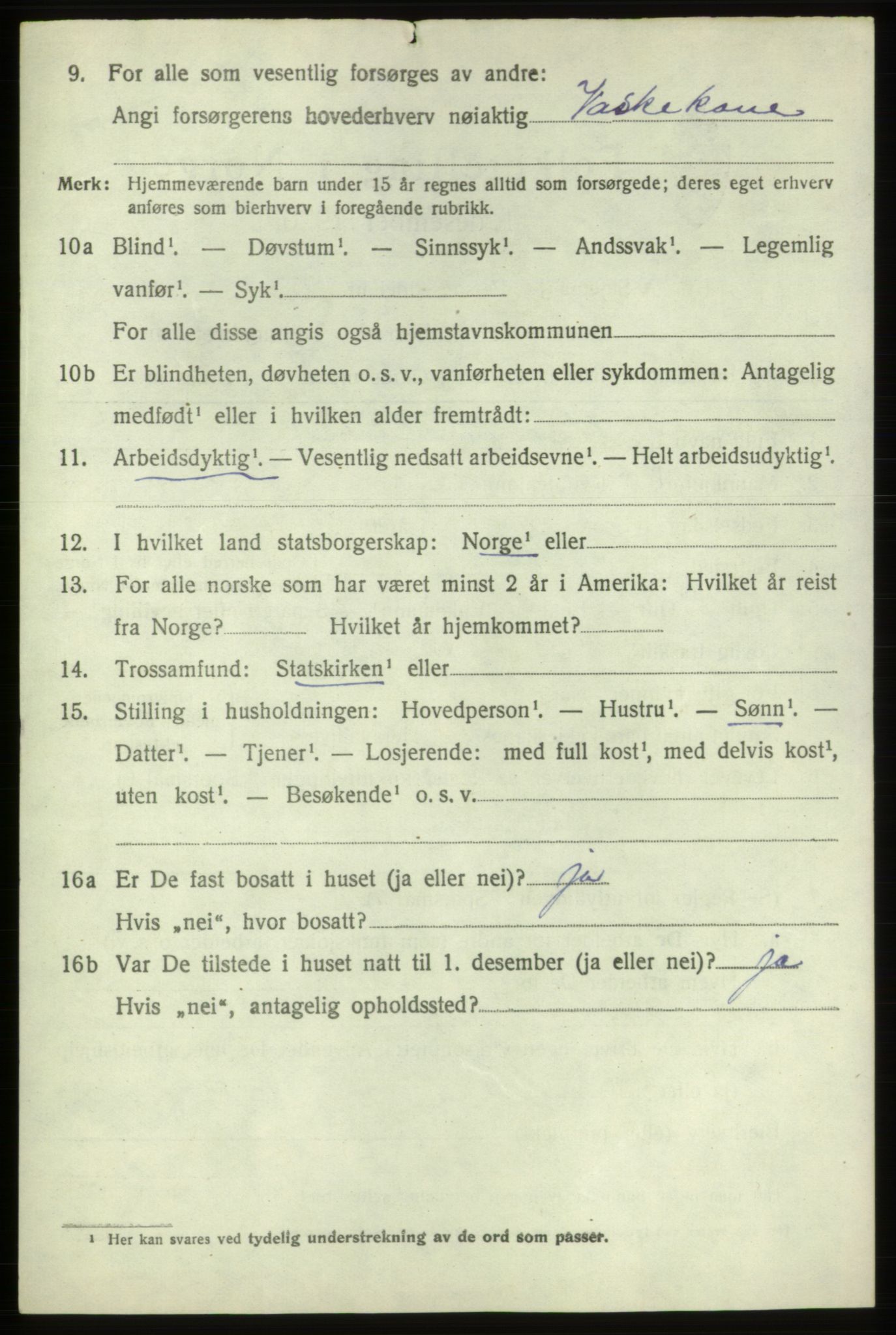 SAB, 1920 census for Stord, 1920, p. 6992