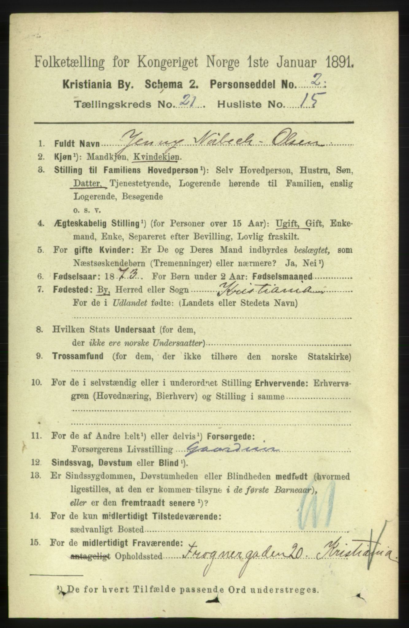 RA, 1891 census for 0301 Kristiania, 1891, p. 10746