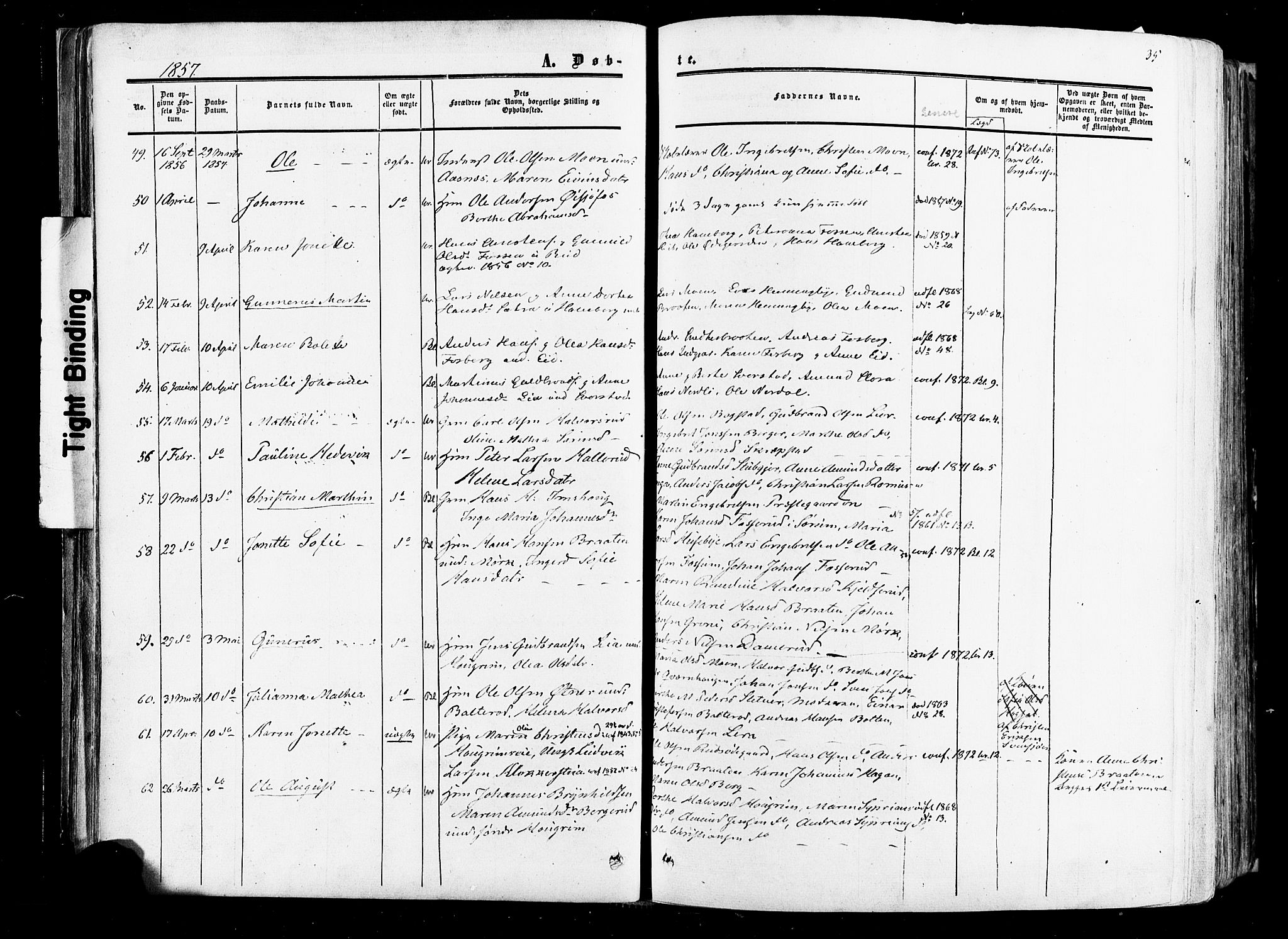 Aurskog prestekontor Kirkebøker, SAO/A-10304a/F/Fa/L0007: Parish register (official) no. I 7, 1854-1877, p. 35