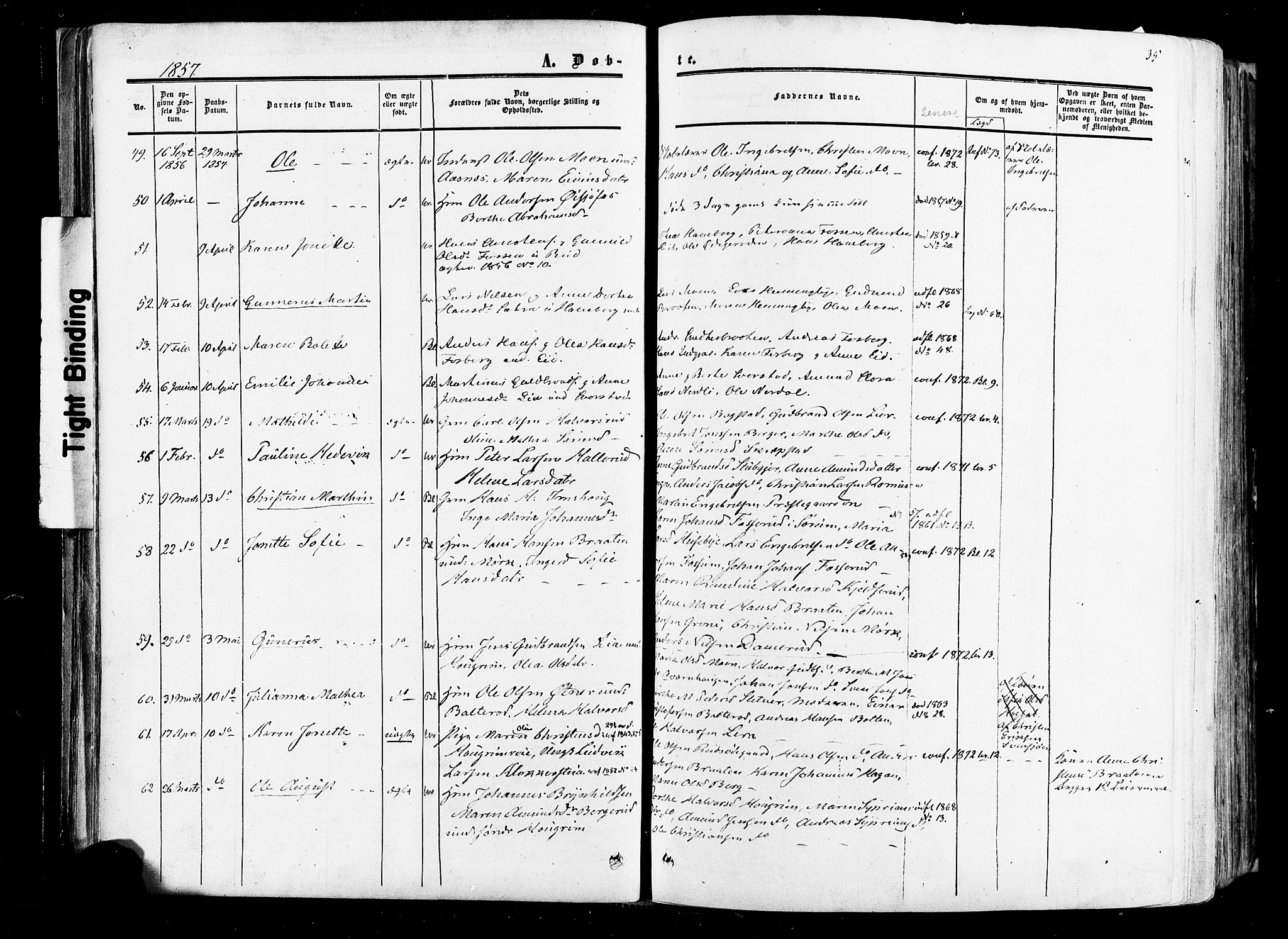 Aurskog prestekontor Kirkebøker, AV/SAO-A-10304a/F/Fa/L0007: Parish register (official) no. I 7, 1854-1877, p. 35