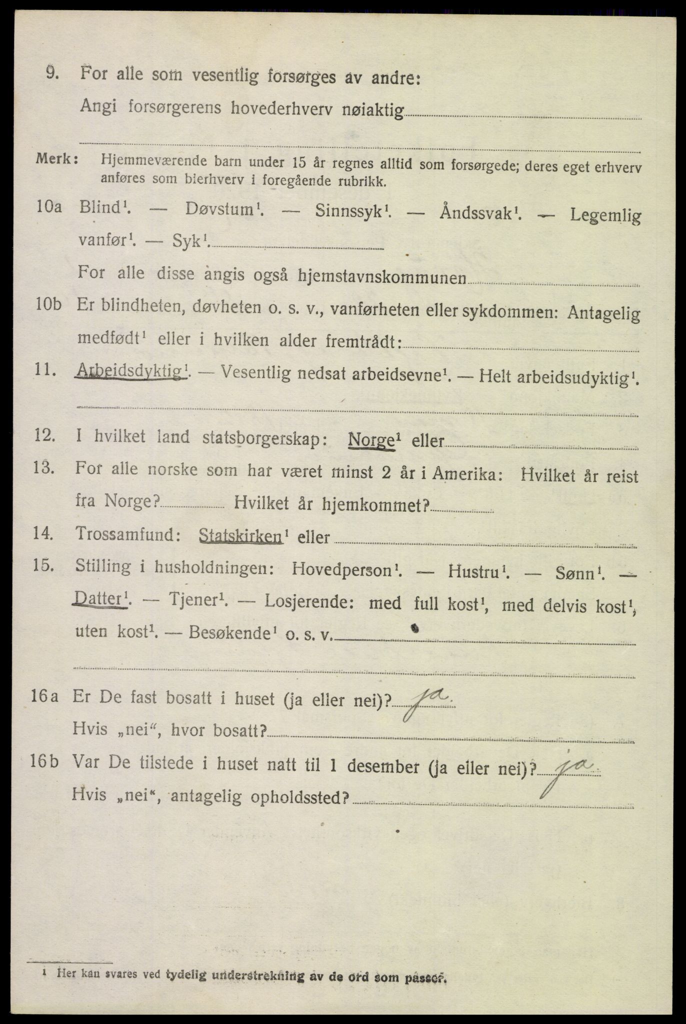 SAK, 1920 census for Høvåg, 1920, p. 1187