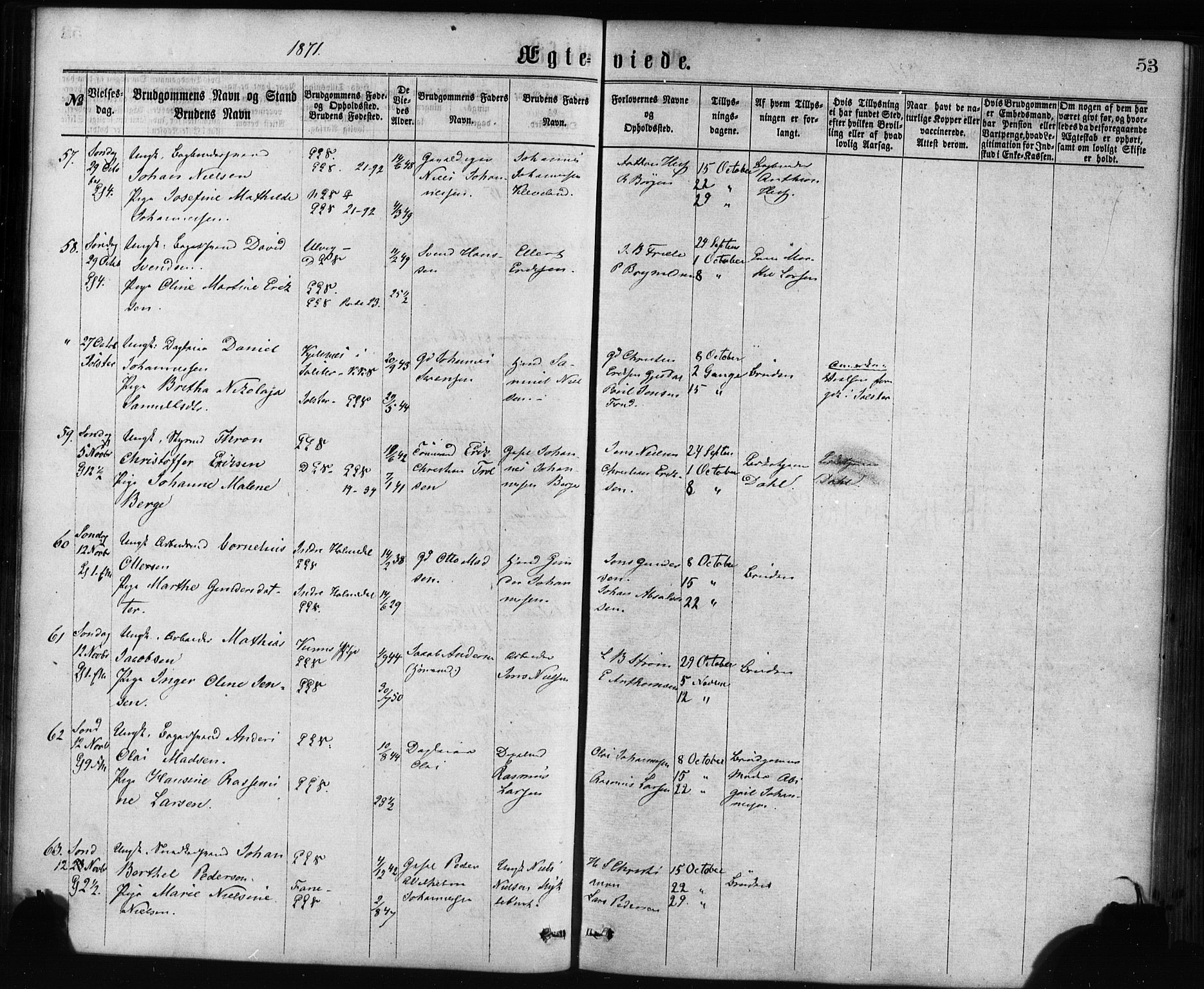 Korskirken sokneprestembete, AV/SAB-A-76101/H/Haa/L0036: Parish register (official) no. D 3, 1867-1882, p. 53