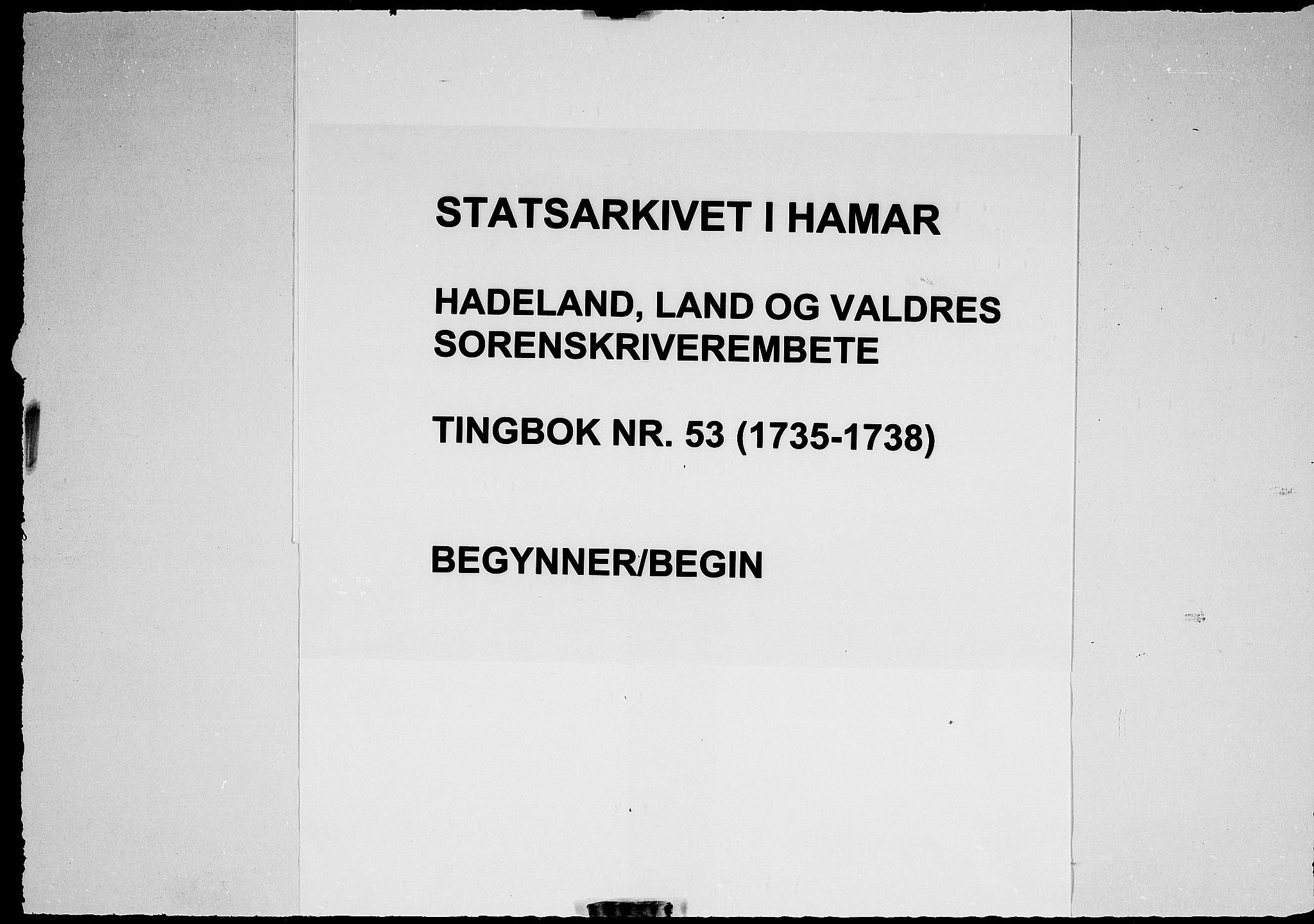 Hadeland, Land og Valdres sorenskriveri, SAH/TING-028/G/Gb/L0053: Tingbok, 1735-1738