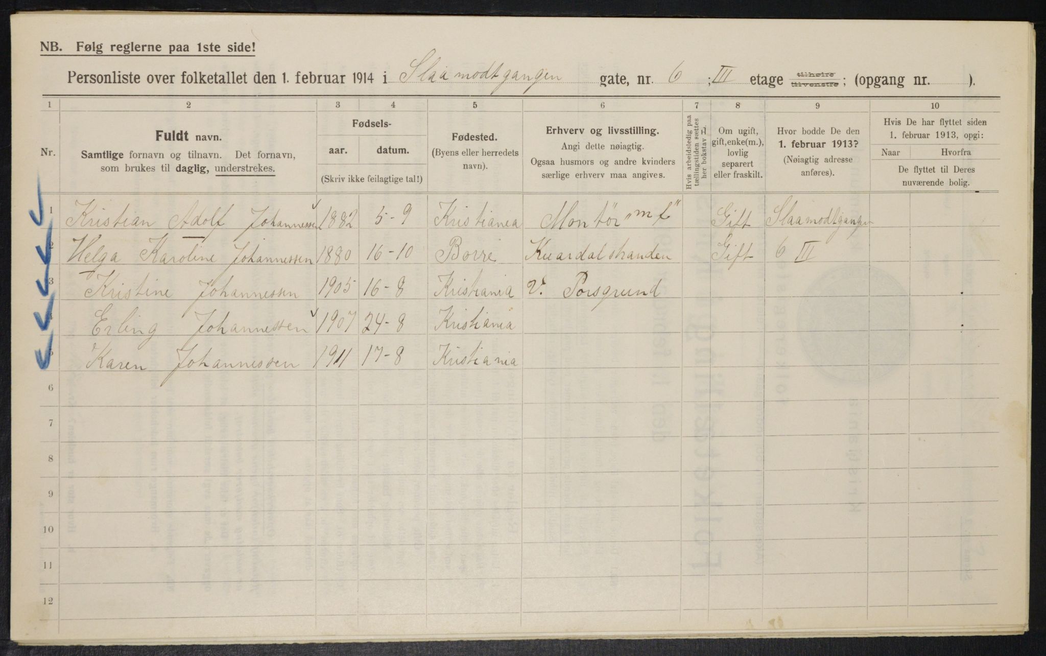 OBA, Municipal Census 1914 for Kristiania, 1914, p. 96802