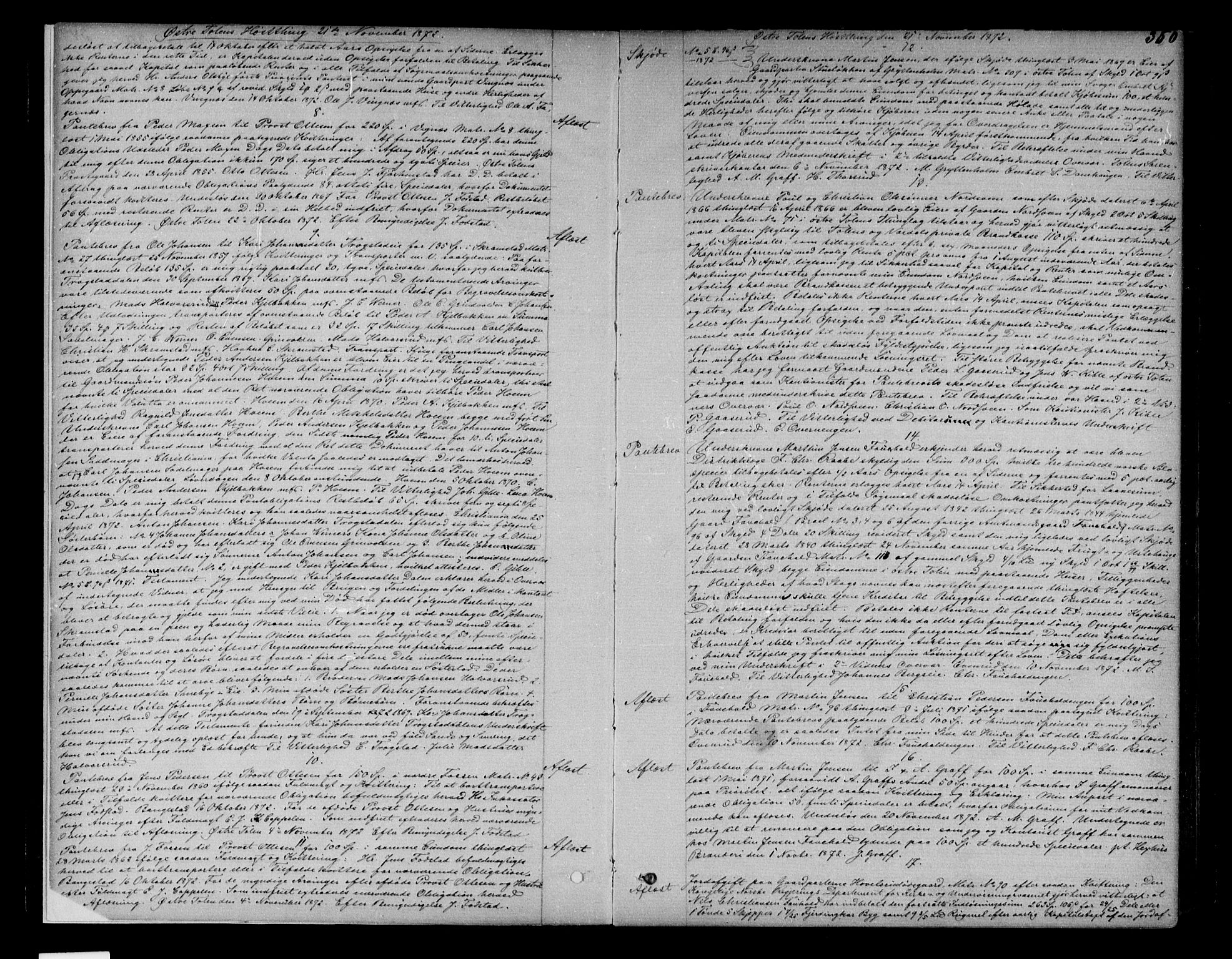 Toten tingrett, AV/SAH-TING-006/H/Hb/Hba/L0012b: Mortgage book no. 12b, 1872-1877, p. 350